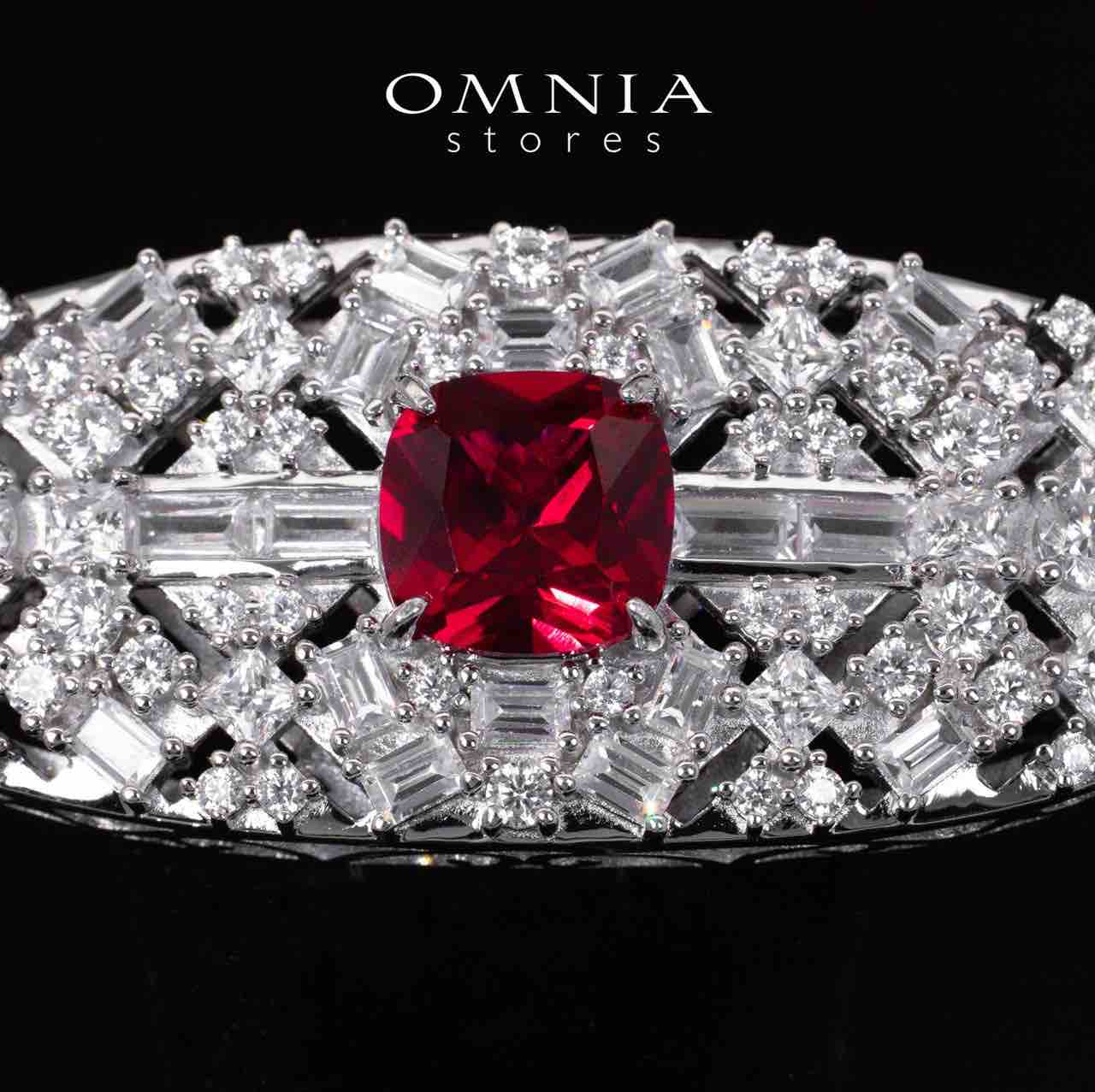 Elina Red Brooch With High Quality Simulated Diamonds in 925 Silver