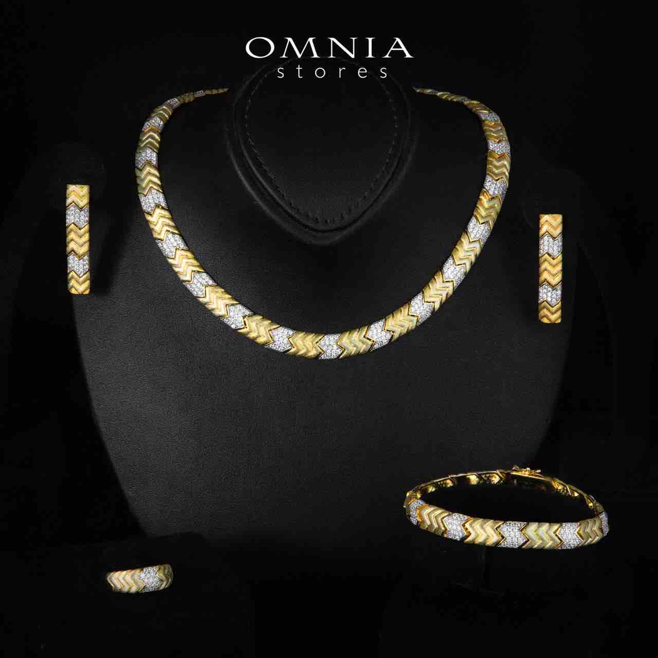 Ella Gold Plated Luxury Bridal Full Set in 925 Silver High Quality Simulated Diamonds - OMNIASTORES KSA
