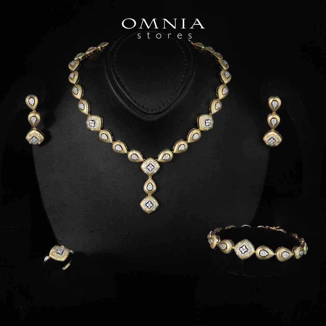 Natalia Gold Plated Luxury Bridal Full Set in 925 Silver High Quality Simulated Diamonds - OMNIASTORES KSA