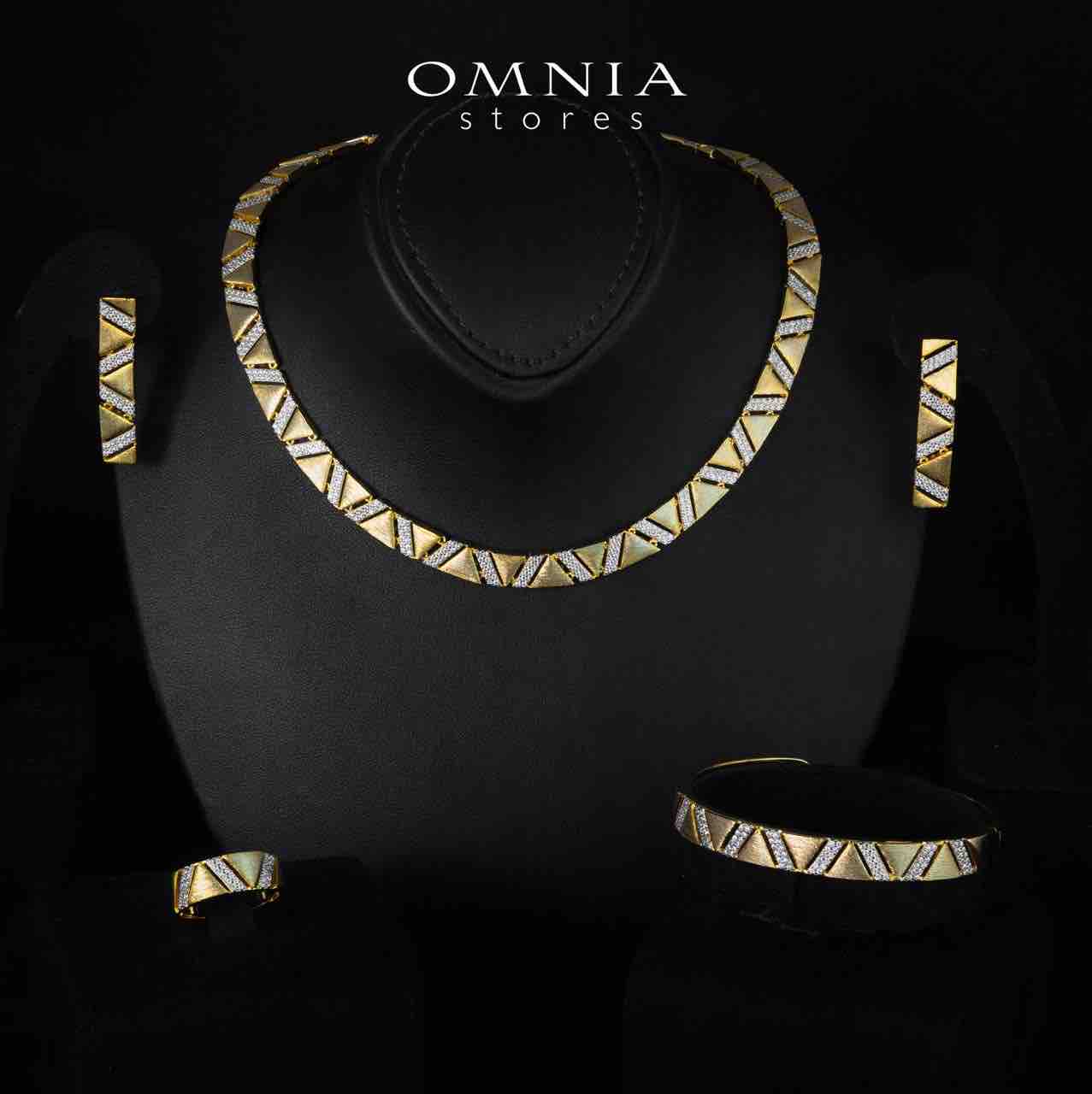Brielle Gold Plated Luxury Bridal Full Set in 925 Silver High Quality Simulated Diamonds - OMNIASTORES KSA