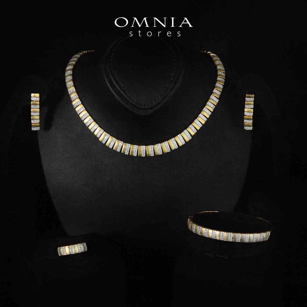 Melanie Gold Plated Luxury Bridal Full Set in 925 Silver High Quality Simulated Diamonds - OMNIASTORES KSA