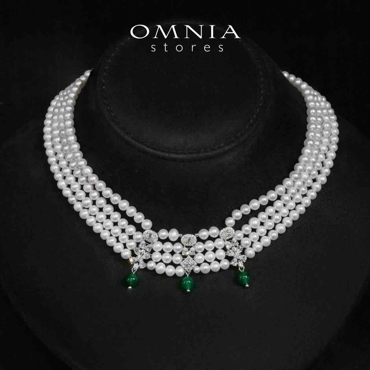 Shayna Green and White Real Preal Necklace With High Quality Simulated Diamonds in 925 Silver - OMNIASTORES KSA