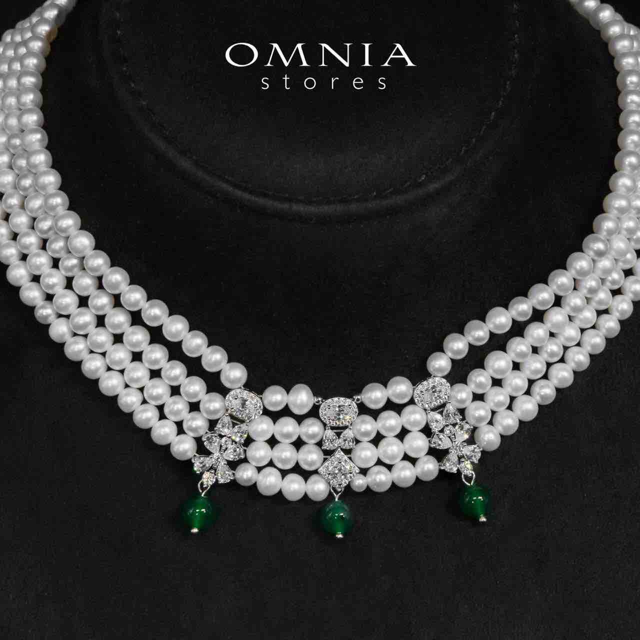 Shayna Green and White Real Preal Necklace With High Quality Simulated Diamonds in 925 Silver - OMNIASTORES KSA