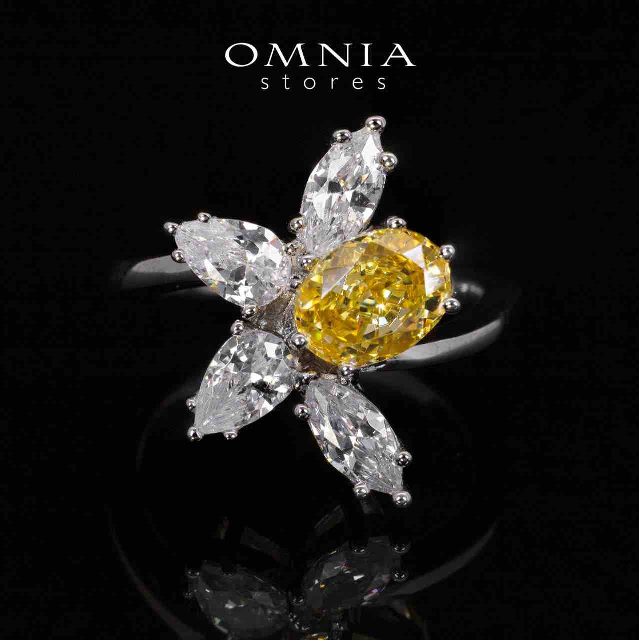 Kiana Yellow Flower Design Ring With High Quality Simulated Diamonds in 925 Silver - OMNIASTORES KSA