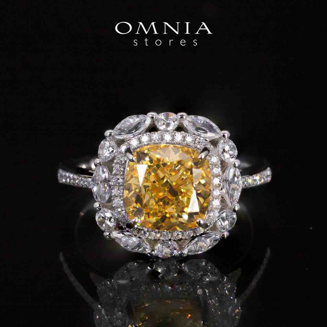 Teresa Yellow and White Ring With High Quality Simulated Diamonds in 925 Silver - OMNIASTORES KSA