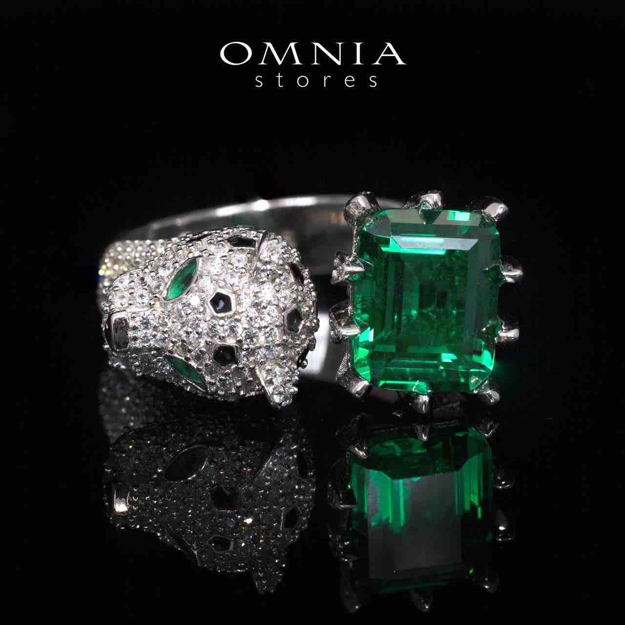 Vienna Panther Green and White Ring With High Quality Simulated Diamonds in 925 Silver - OMNIASTORES KSA