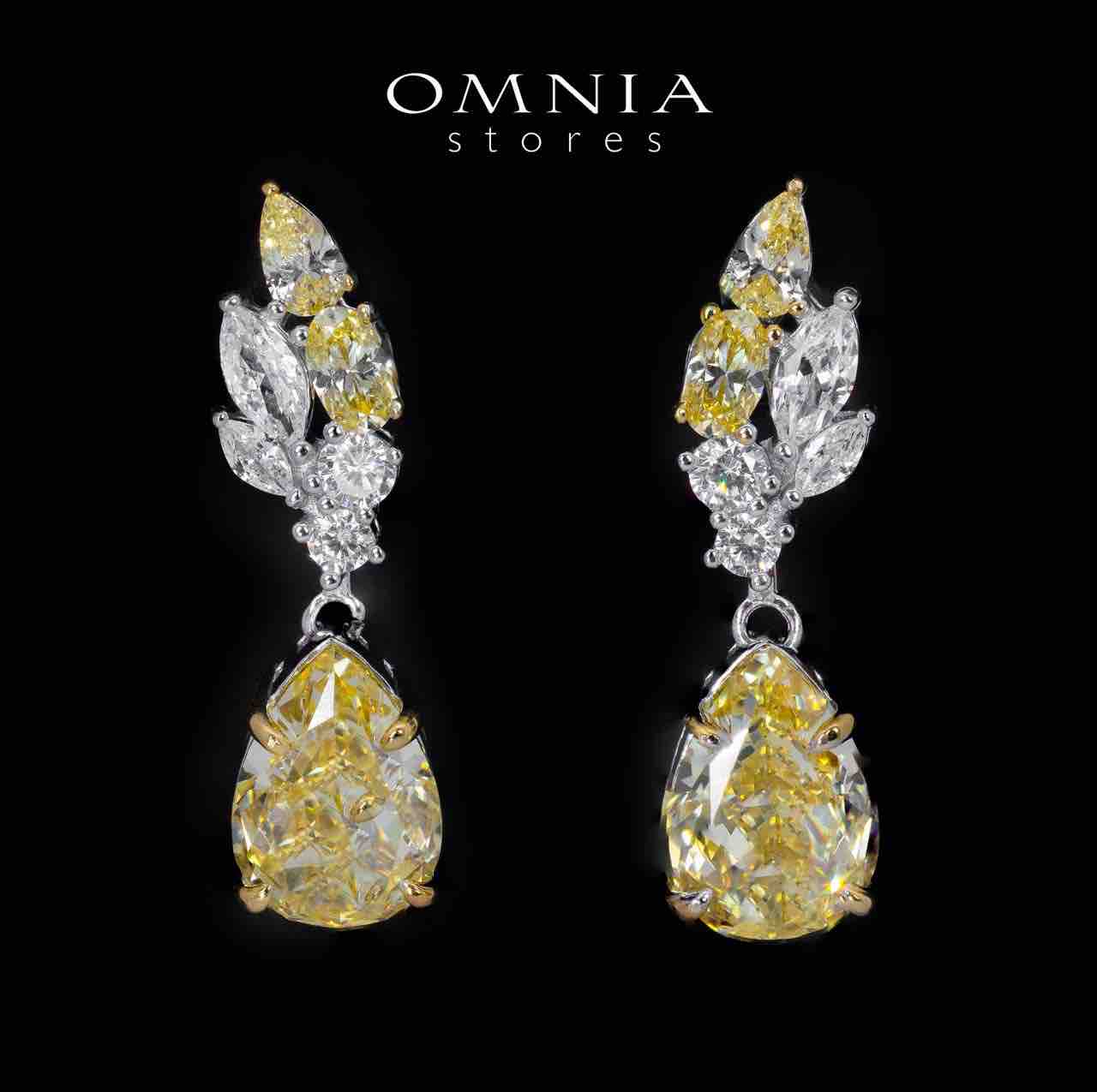 Elia Winged yellow and White Drop Earrings With High Quality Simulated Diamonds in 925 Silver - OMNIASTORES KSA