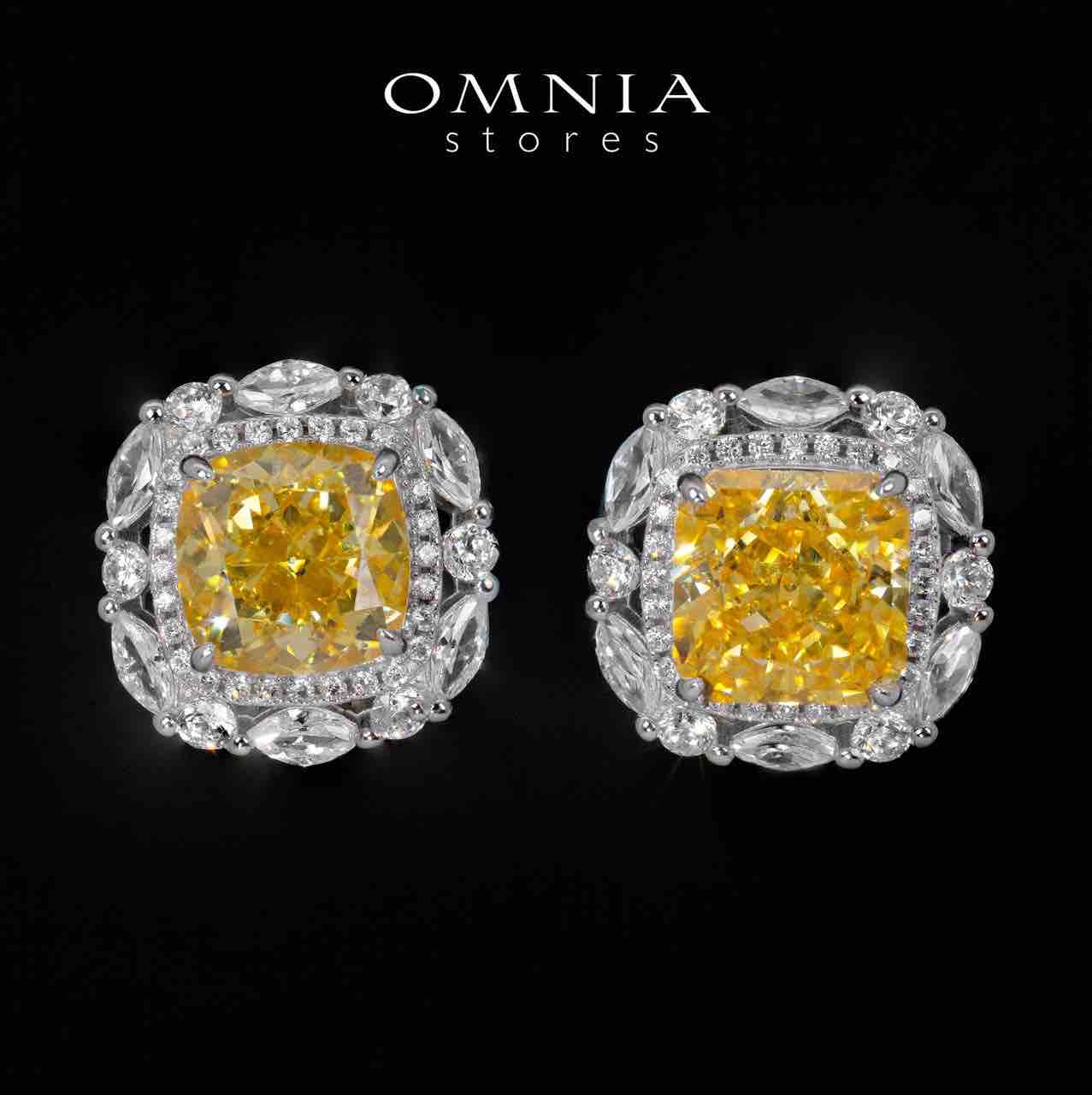 Teresa Yellow and White Earrings With High Quality Simulated Diamonds in 925 Silver - OMNIASTORES KSA