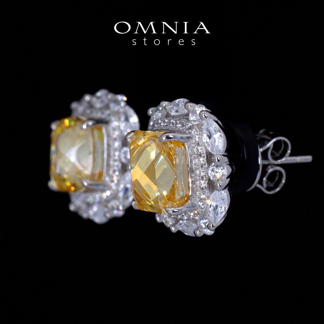 Teresa Yellow and White Earrings With High Quality Simulated Diamonds in 925 Silver - OMNIASTORES KSA