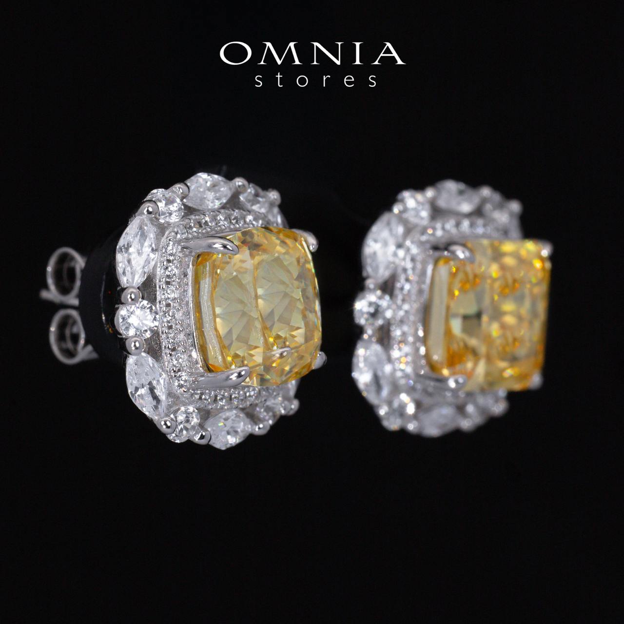 Teresa Yellow and White Earrings With High Quality Simulated Diamonds in 925 Silver - OMNIASTORES KSA