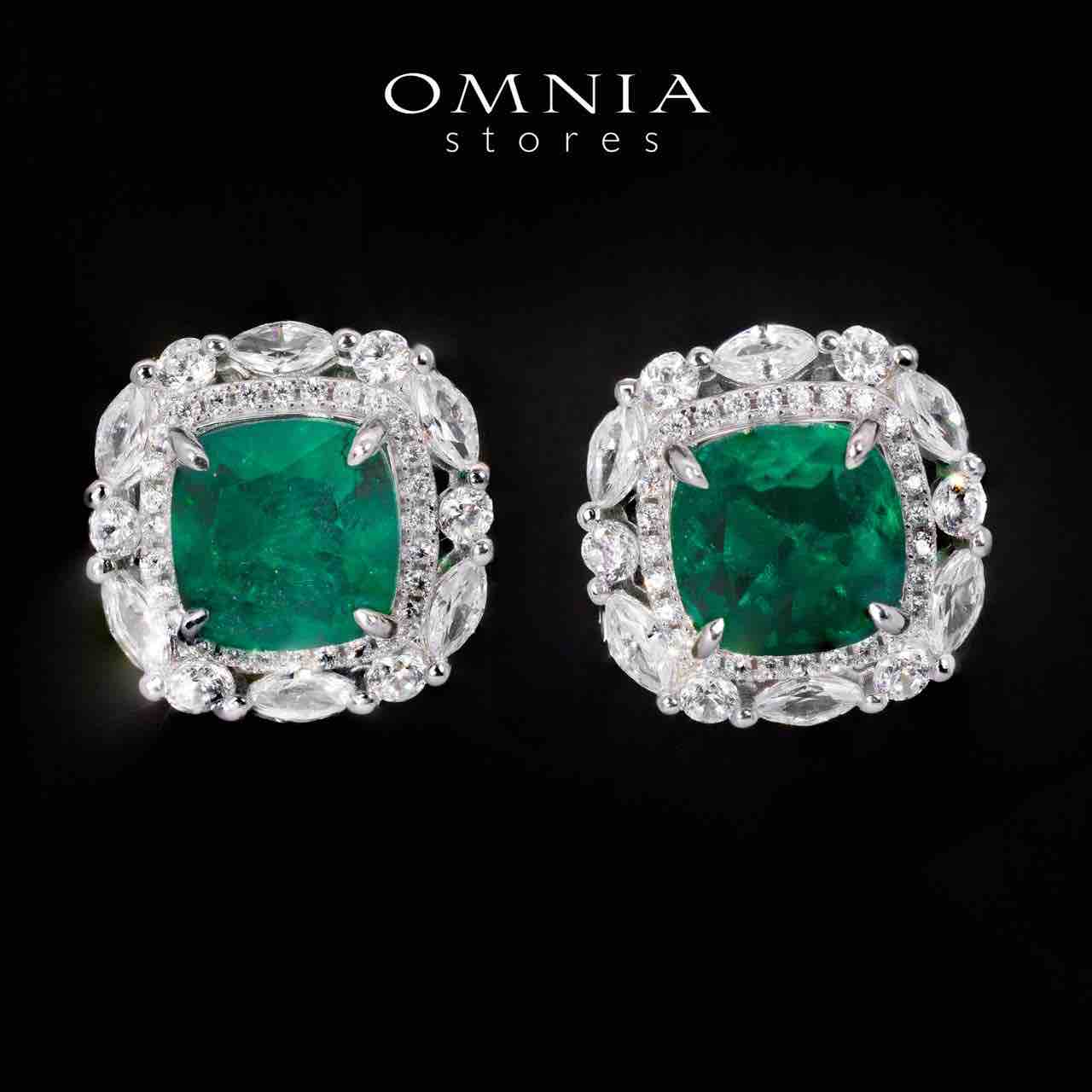 Teresa Green and White Earrings With High Quality Simulated Diamonds in 925 Silver - OMNIASTORES KSA