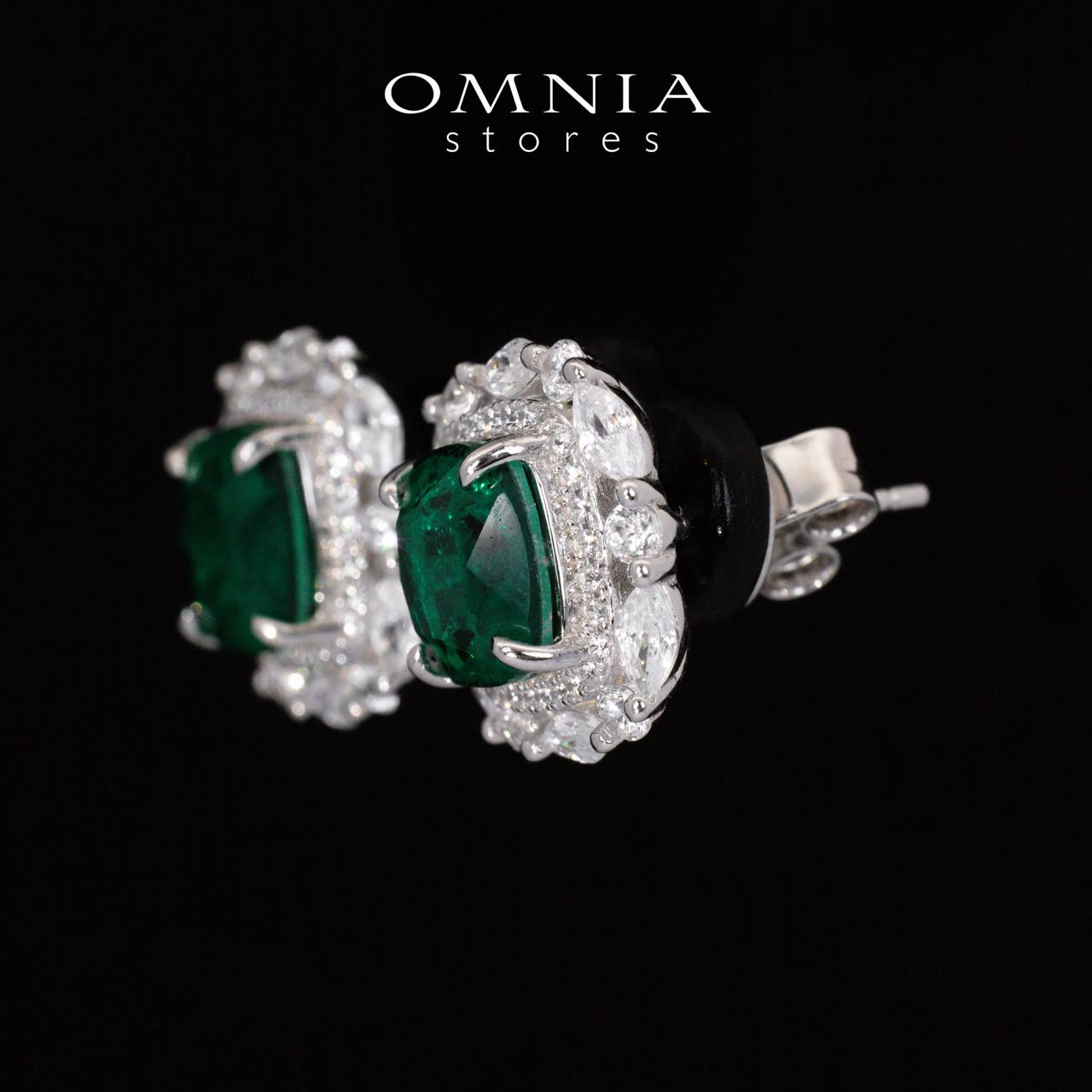 Teresa Green and White Earrings With High Quality Simulated Diamonds in 925 Silver - OMNIASTORES KSA