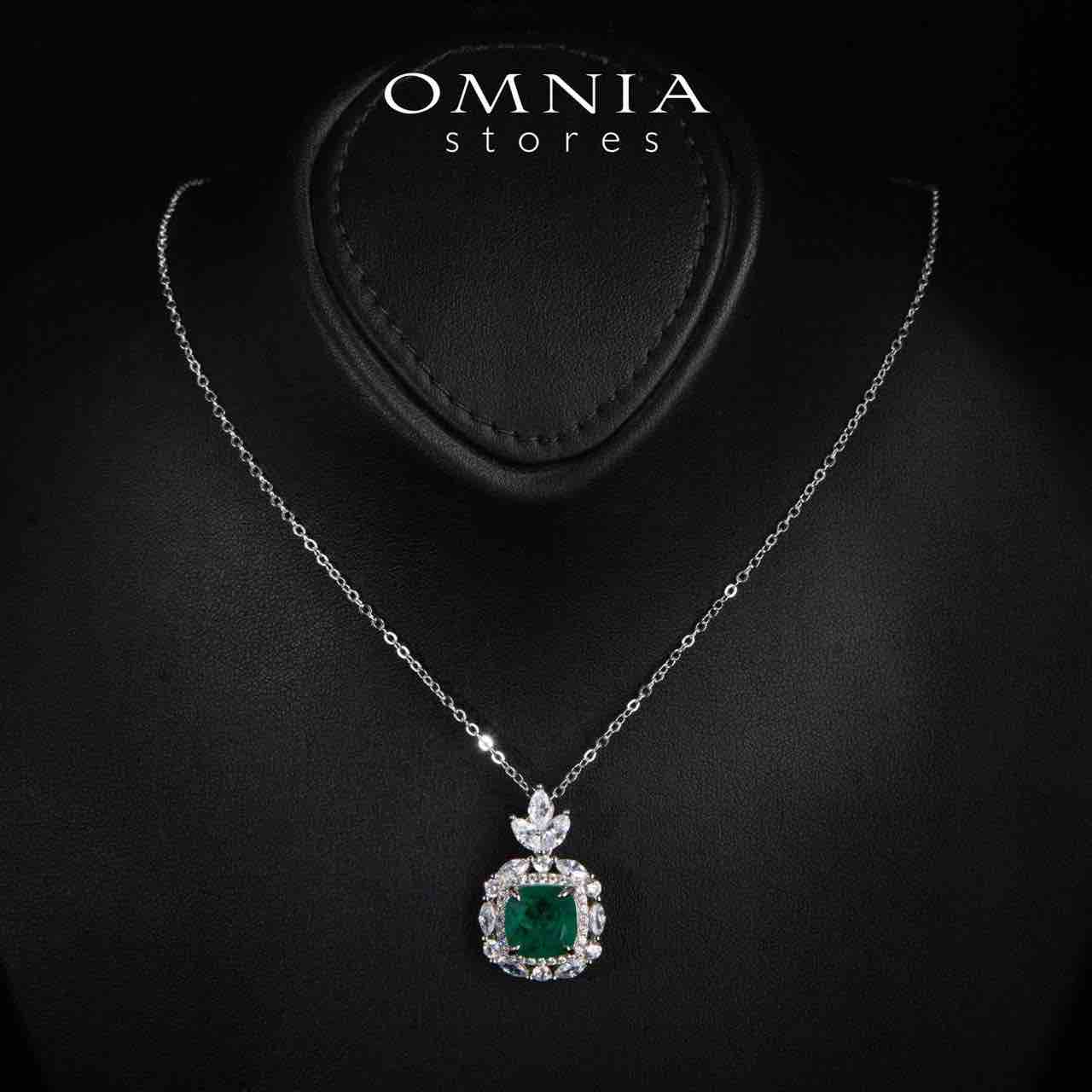Teresa Green and White Pendant Necklace With High Quality Simulated Diamonds in 925 Silver - OMNIASTORES KSA