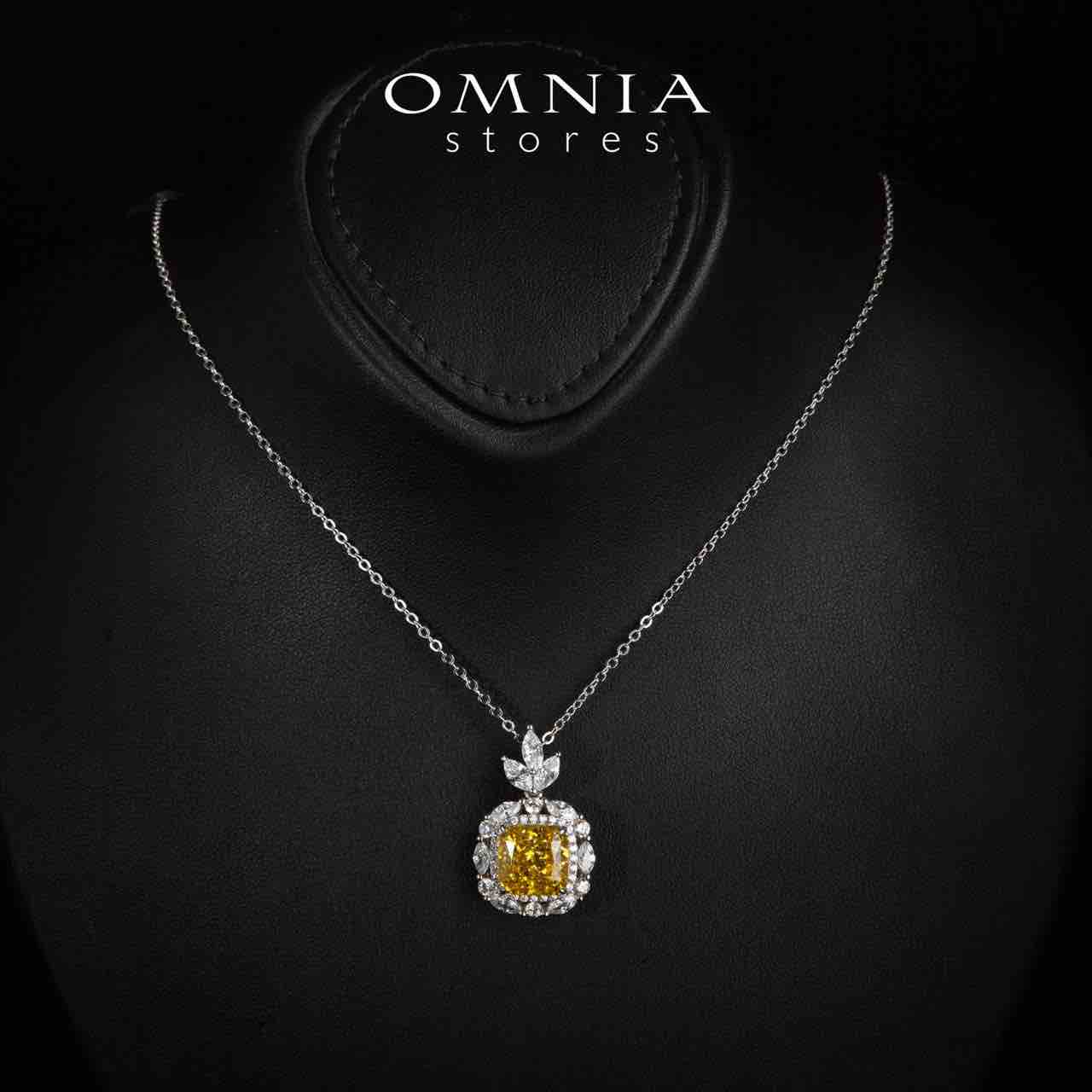Teresa Yellow and White Pendant Necklace With High Quality Simulated Diamonds in 925 Silver - OMNIASTORES KSA