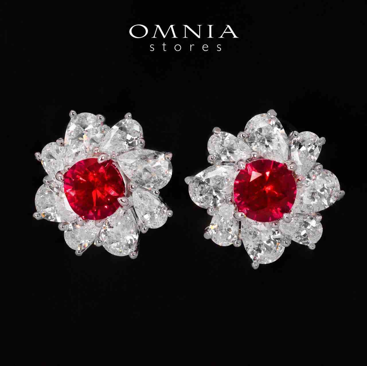 Gwen Floral Red and White Pendant Necklace With High Quality Simulated Diamonds in 925 Silver - OMNIASTORES KSA