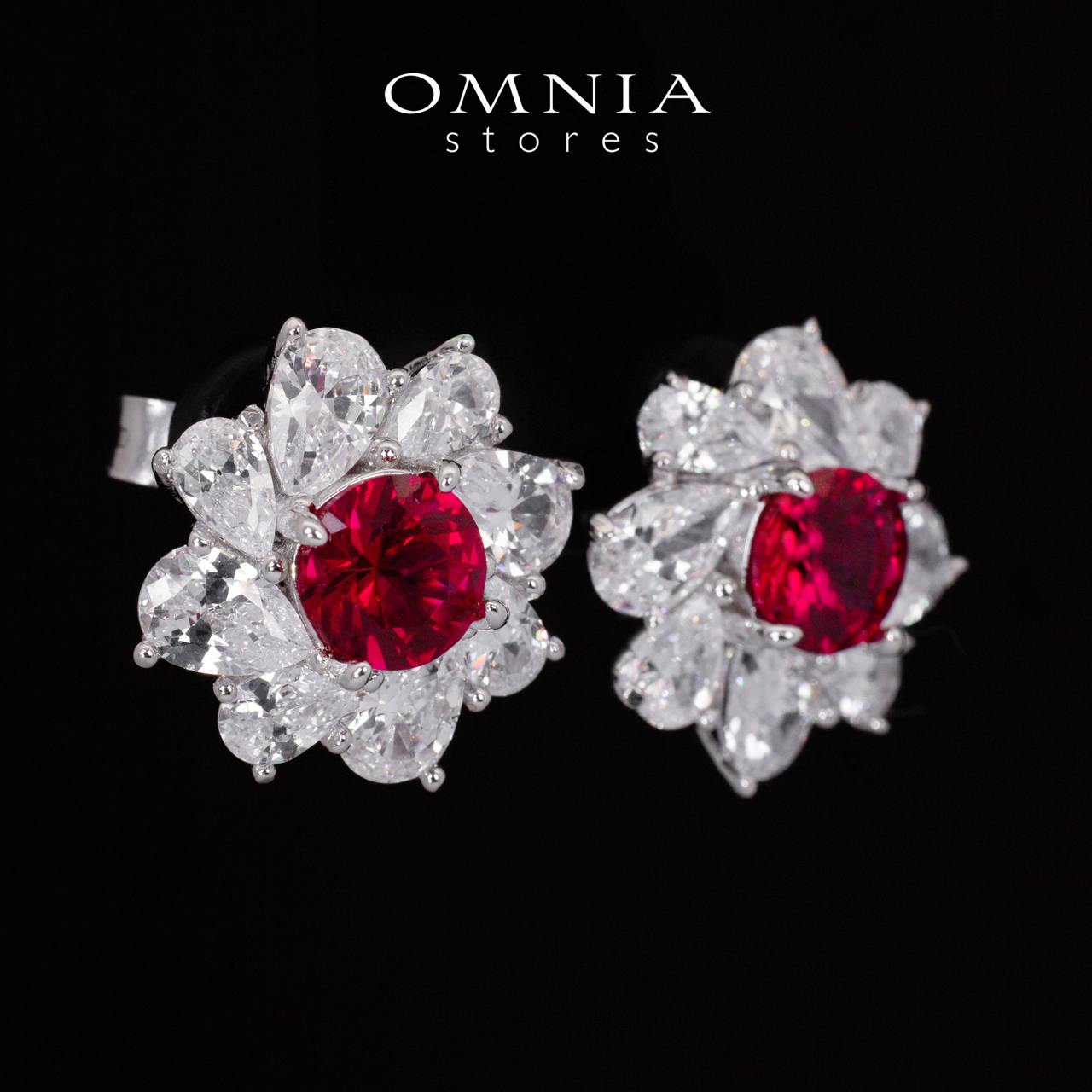 Gwen Floral Red and White Pendant Necklace With High Quality Simulated Diamonds in 925 Silver - OMNIASTORES KSA