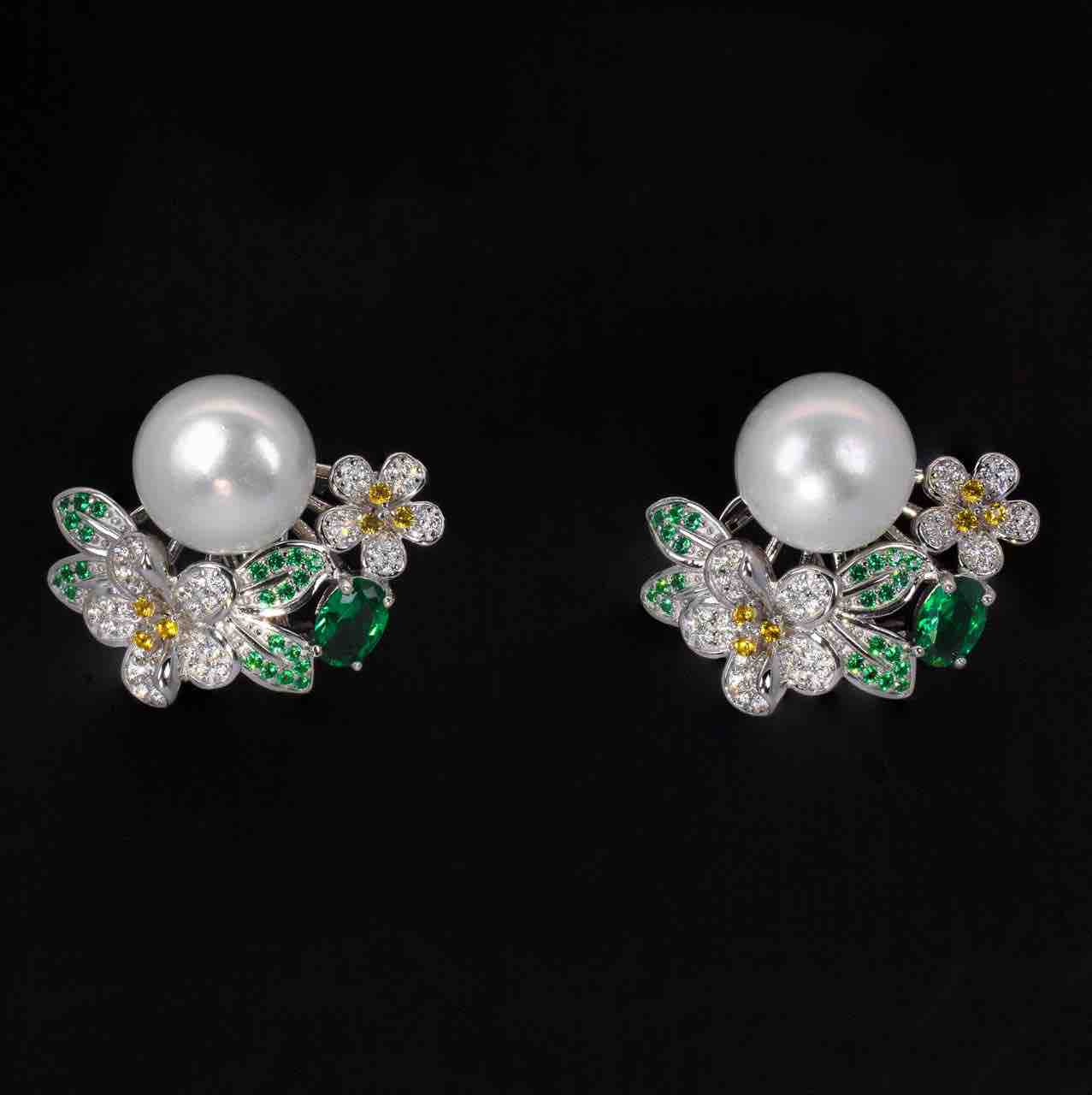 Ivanna Flower Design Fresh Real Pearl Necklace, Earrings and Ring Set in 925 Silver With High Quality Simulated Diamonds - OMNIASTORES KSA