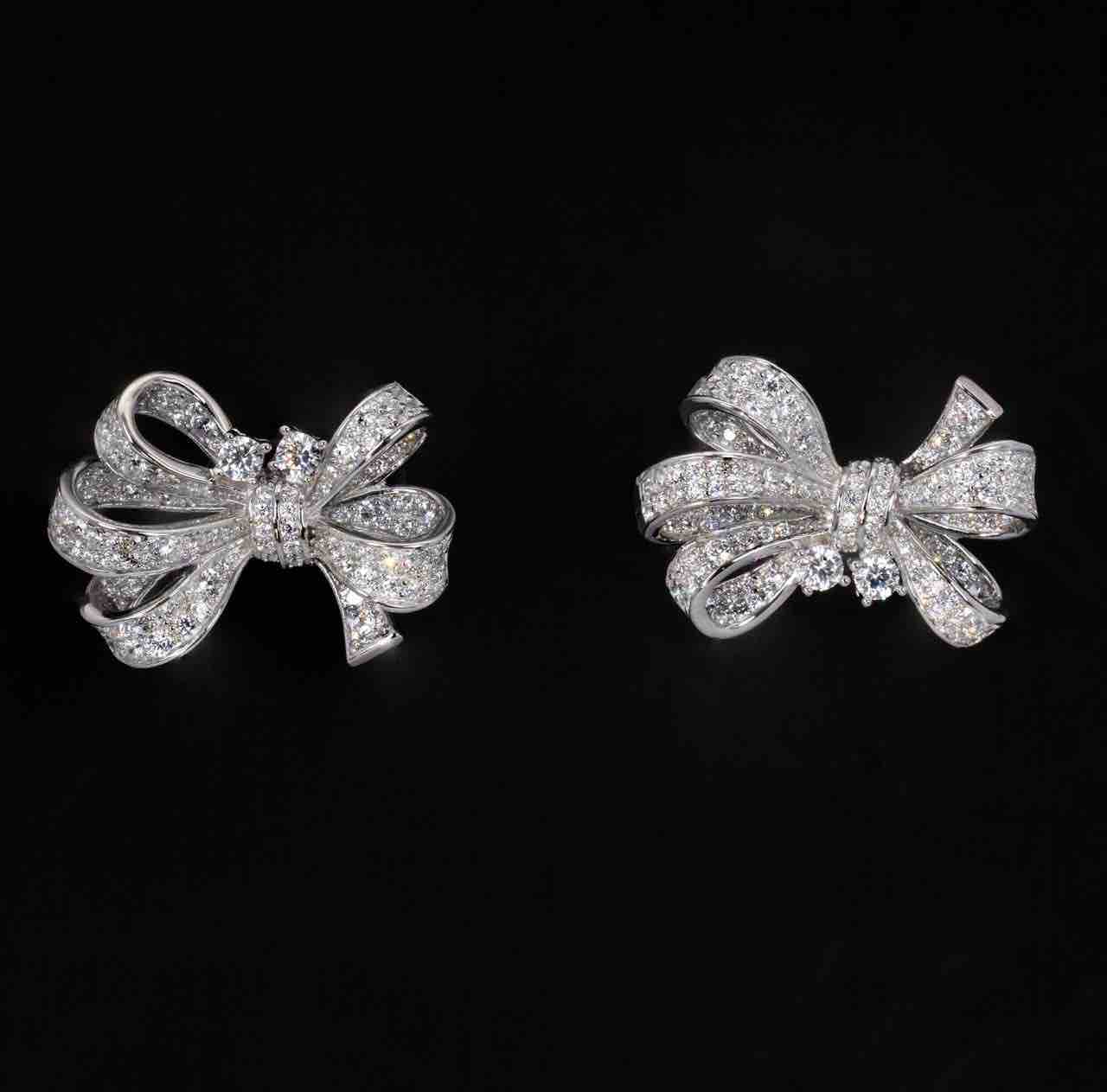 Melina Ribbon Design Earrings in 925 Silver Accessories High Quality Simulated Diamonds