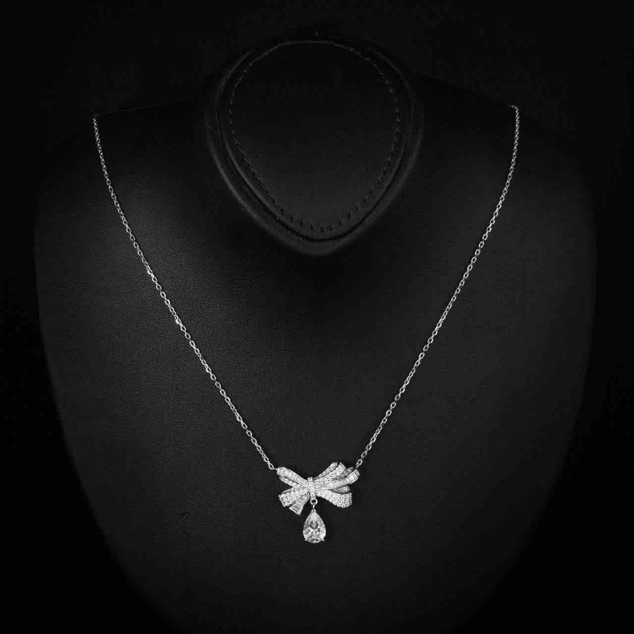 Briana White Pendant Necklace with High Premium Signature Stones in 925 Silver