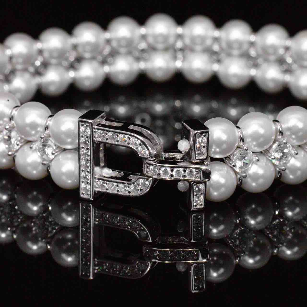 Kendra White Pearl Bracelet with High Premium Signature Stones in 925 Silver