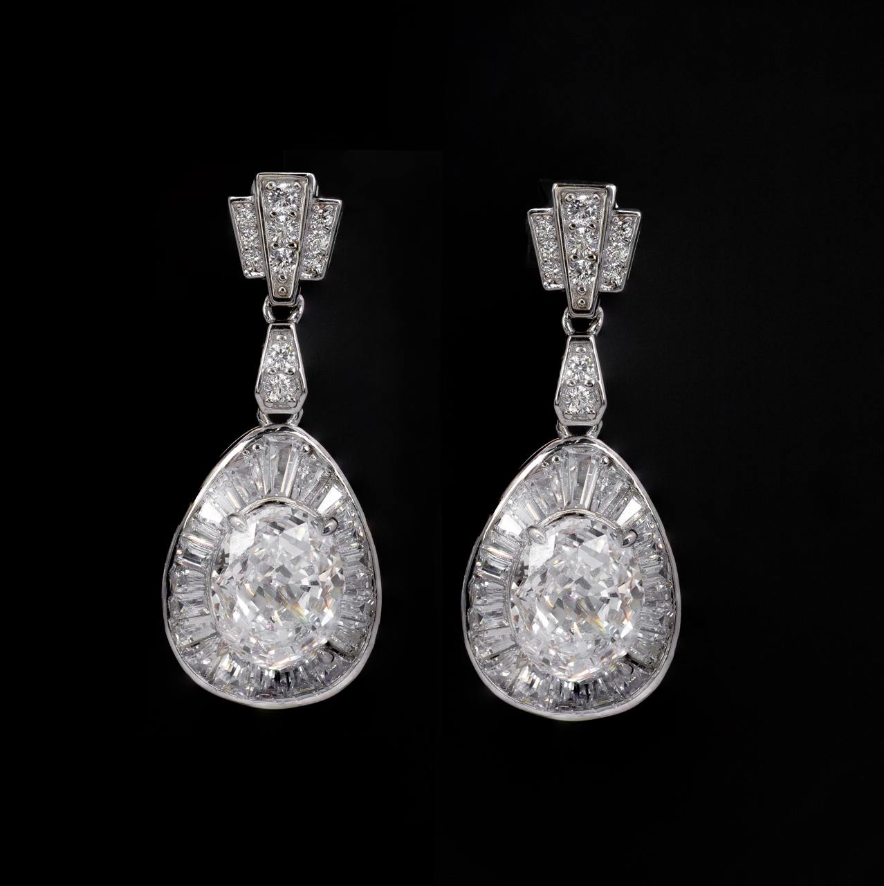 Irene White Pear Drop Earrings With High Quality Simulated Diamonds in 925 Silver