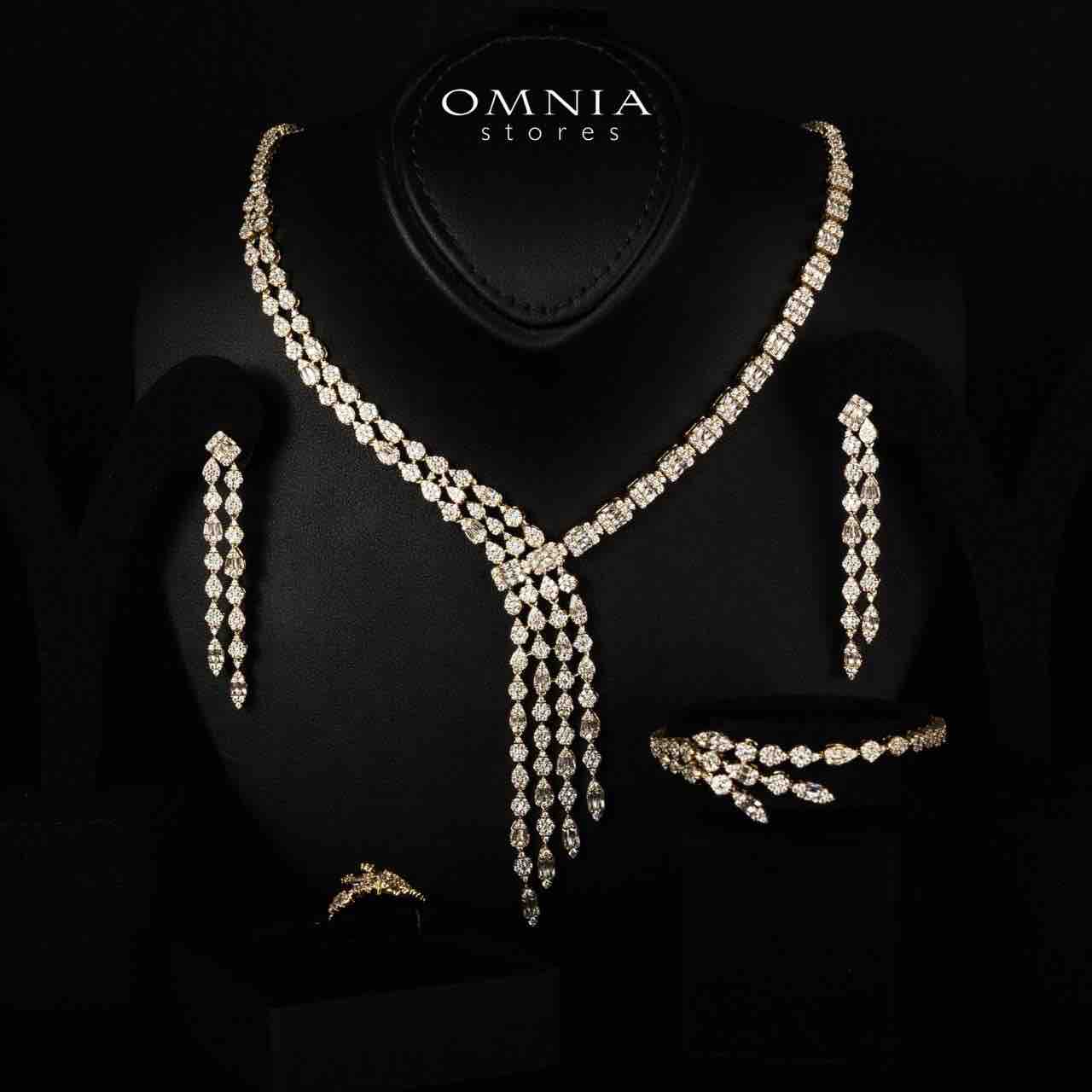 Arwen Gold Luxury Bridal Full Set with High-Quality Simulated Diamonds Rhodium Plated - OMNIASTORES KSA