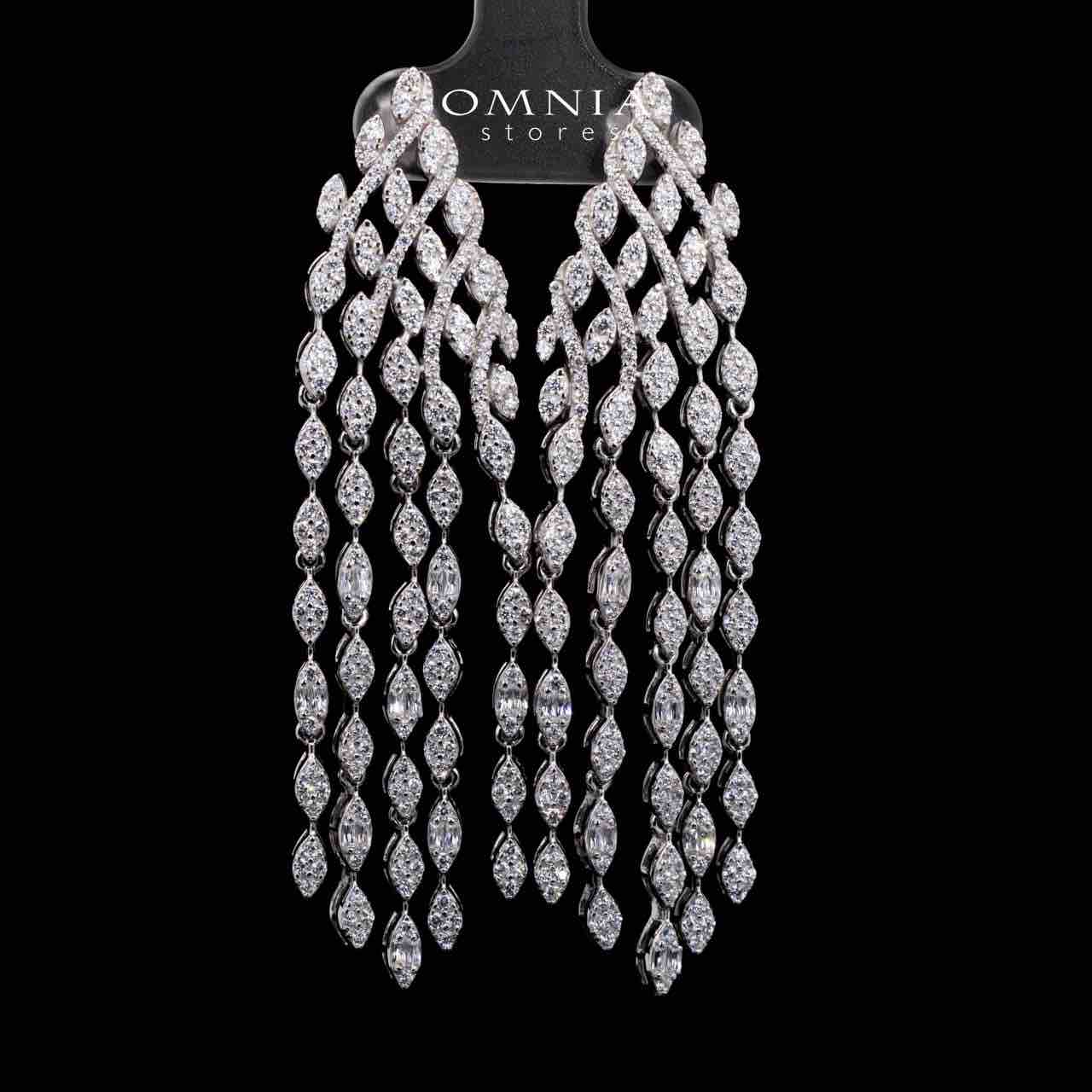 أقراط أيلين البيضاء المتدلية من الفضة عيار 925 مع ألماس صناعي عالي الجودة