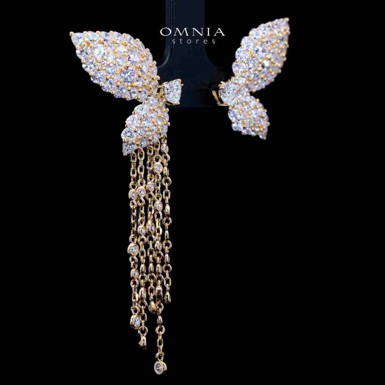 أقراط سلسلة عالية الجودة من الذهب عيار 925 مرصعة بالماس الصناعي بتصميم آليا