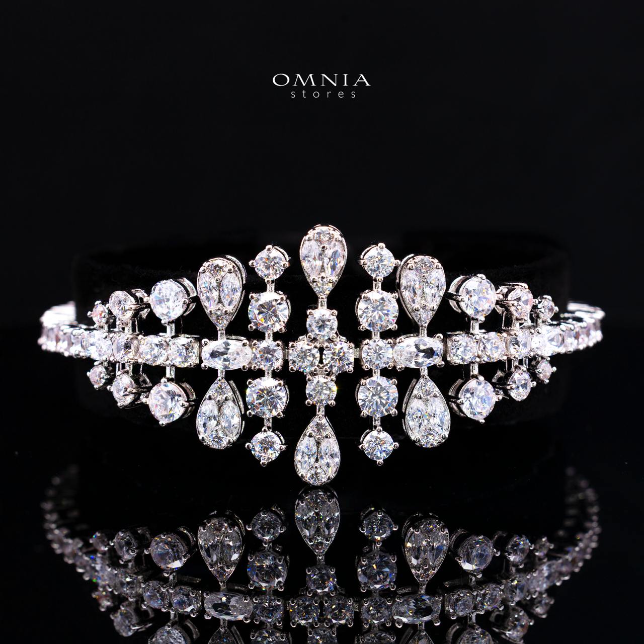 Omnia Minerva Luxury Bridal Full Set Accessories in High Quality Zircon Stone in Rhodium Plated