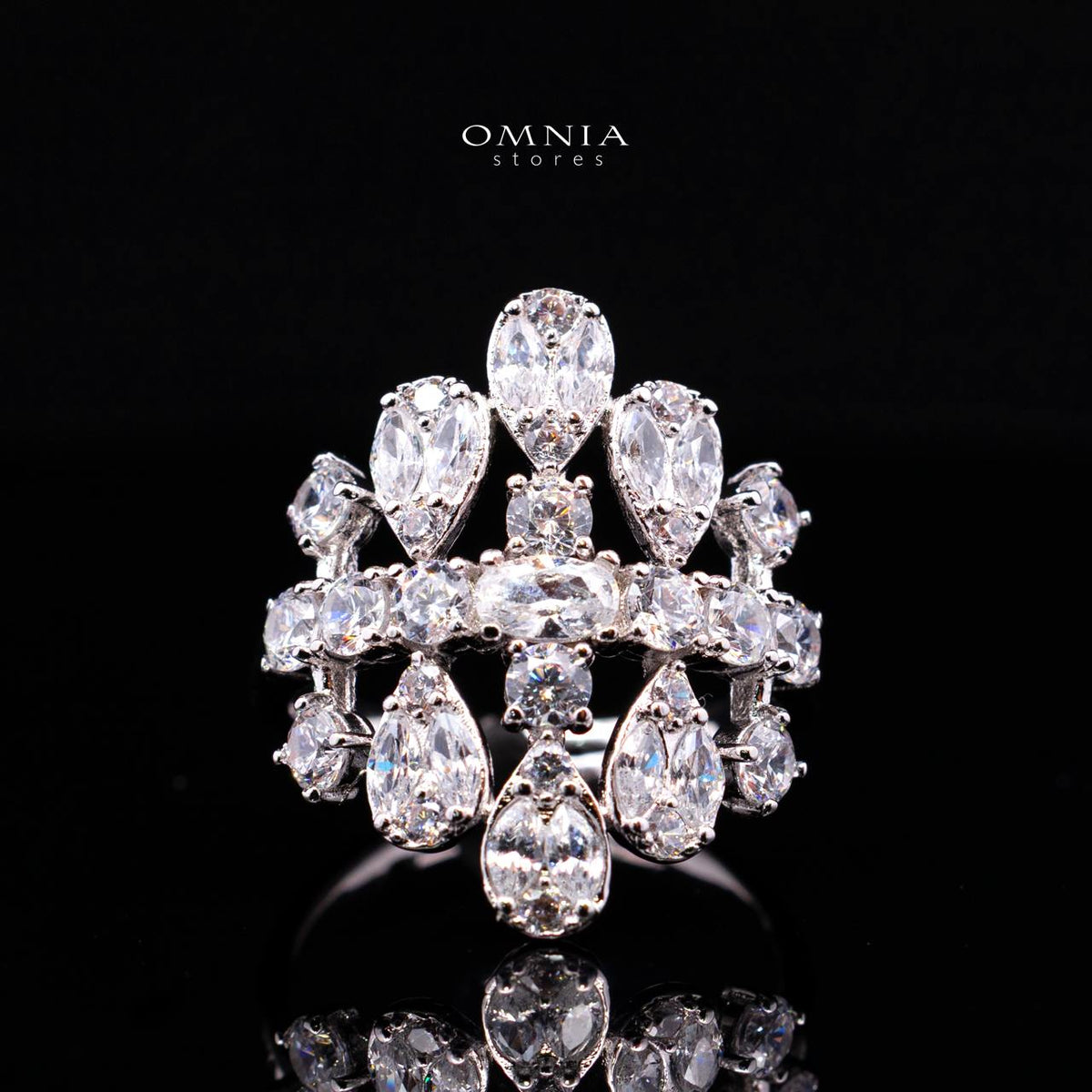 Omnia Minerva Luxury Bridal Full Set Accessories in High Quality Zircon Stone in Rhodium Plated - OMNIASTORES UAE