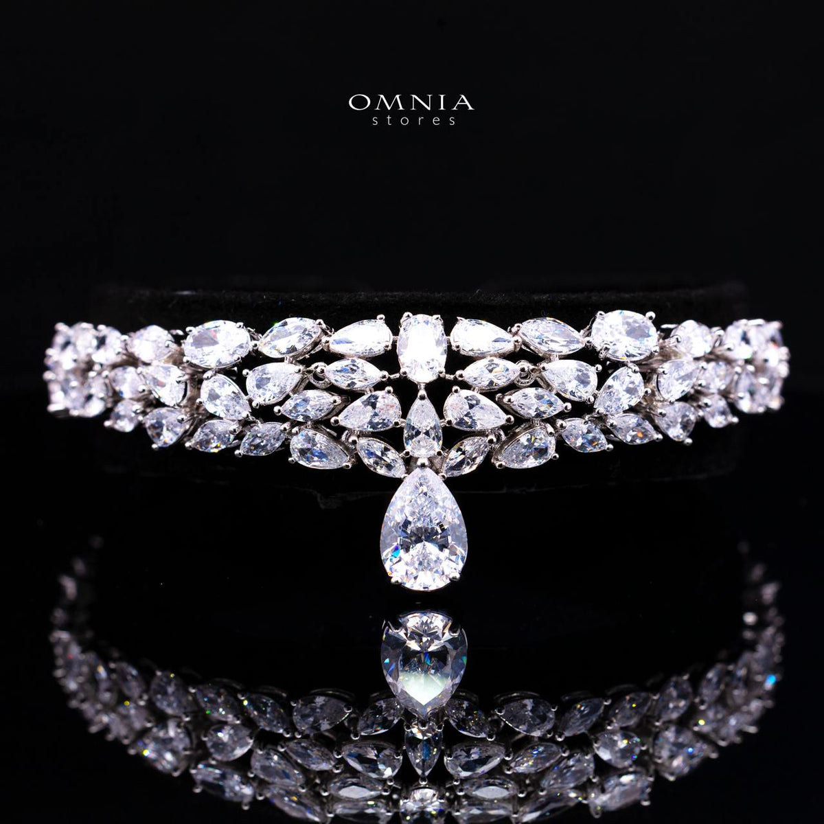 Omnia Nuray Luxury Bridal Full Set Accessories in High Quality Zircon Stone Premium Rhodium Plated