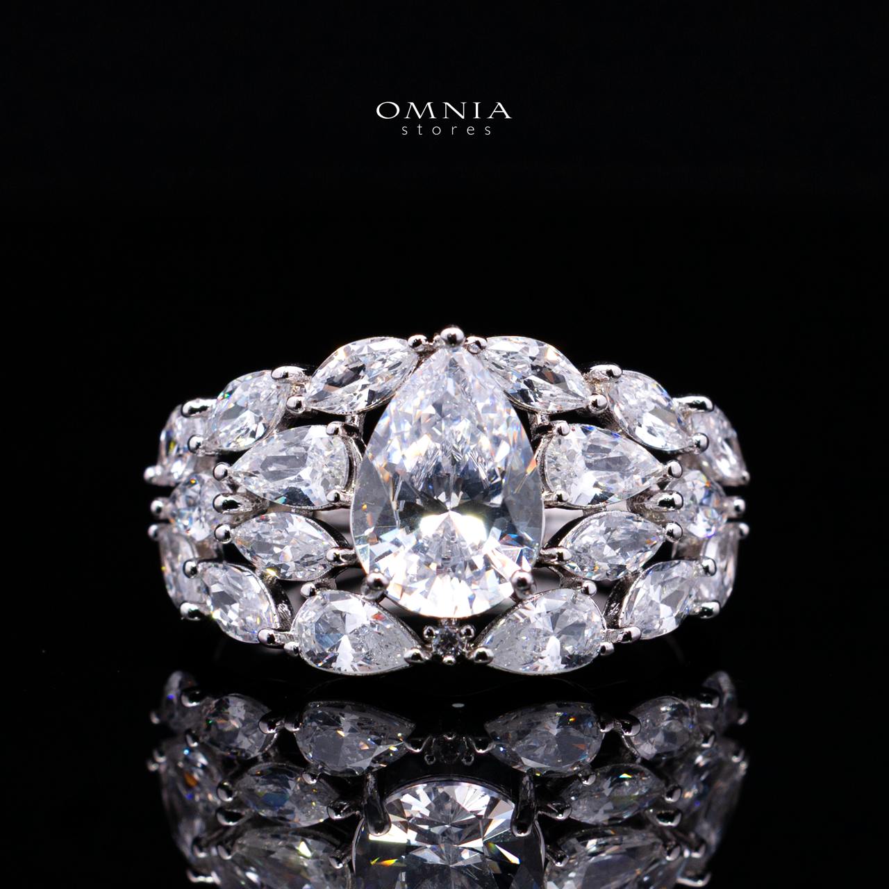Omnia Nuray Luxury Bridal Full Set Accessories in High Quality Zircon Stone in Rhodium Plated - OMNIASTORES KSA