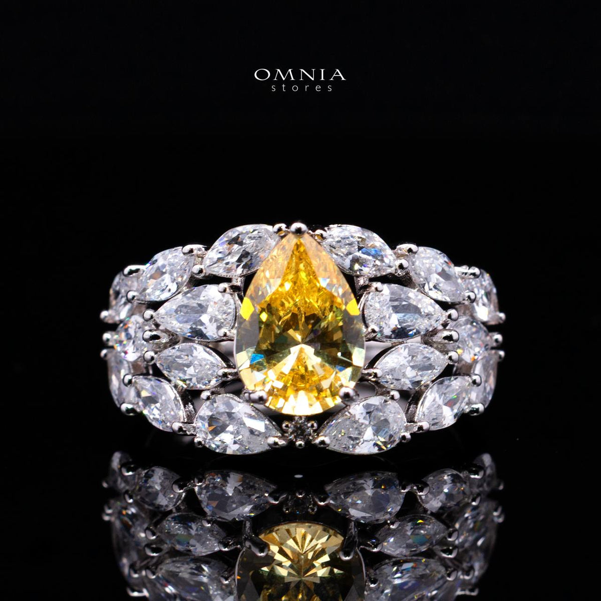 Omnia Nuray Yellow Luxury Bridal Full Set Accessories in High Quality Zircon Stone Premium Rhodium Plated