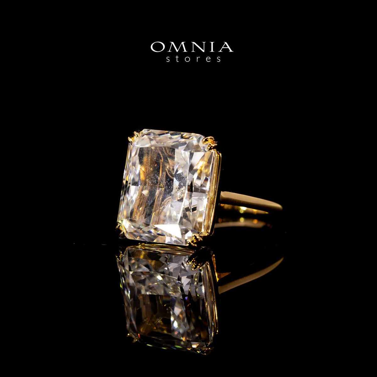 Omnia Zarmina Gold Ring In 925 Silver High Quality Lab Crafted Cushion Cut Stones 9Ct - OMNIASTORES KSA