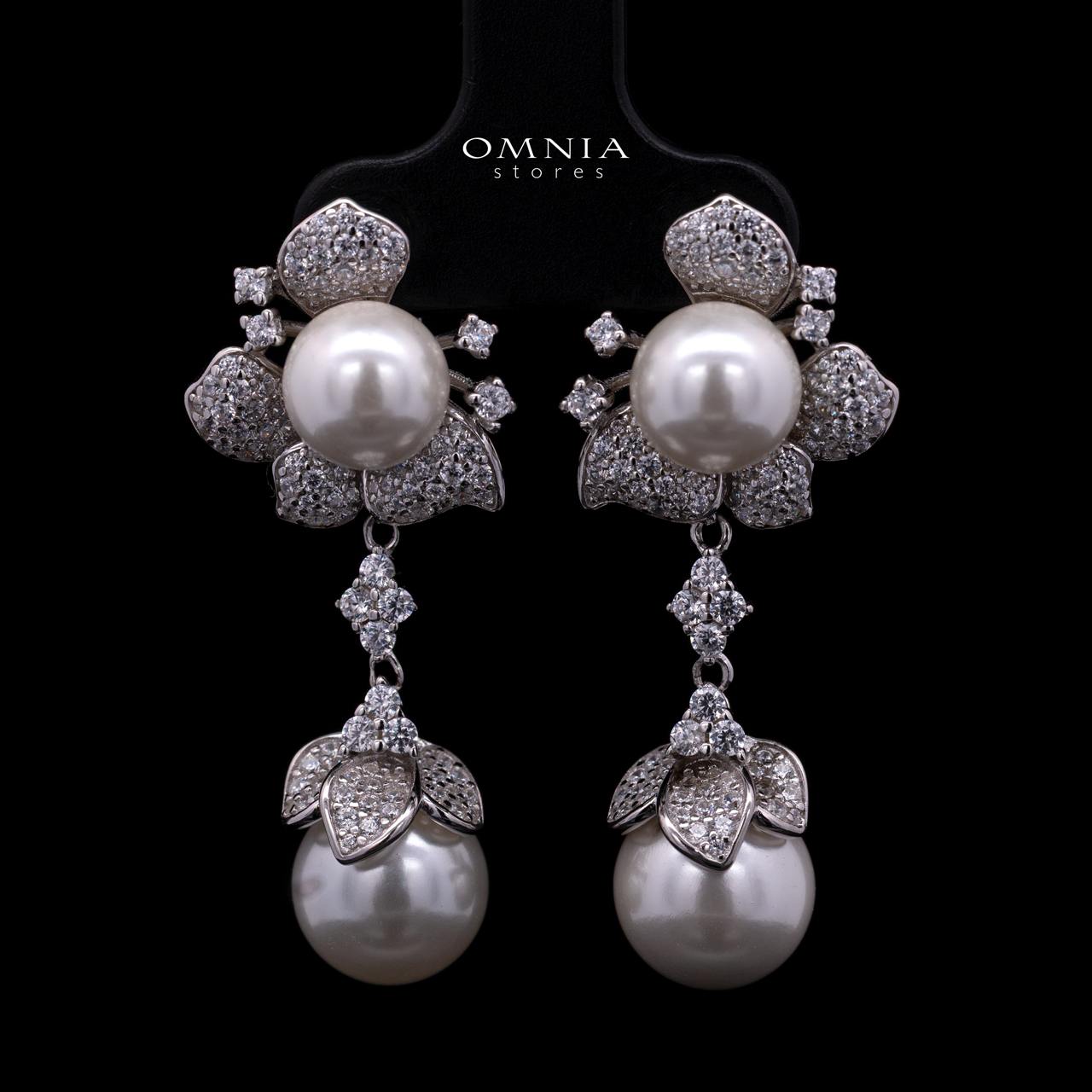 Ziyu Pearl Clip-On Earrings in 925 Sterling Silver with Premium Simulated Diamonds - OMNIASTORES KSA