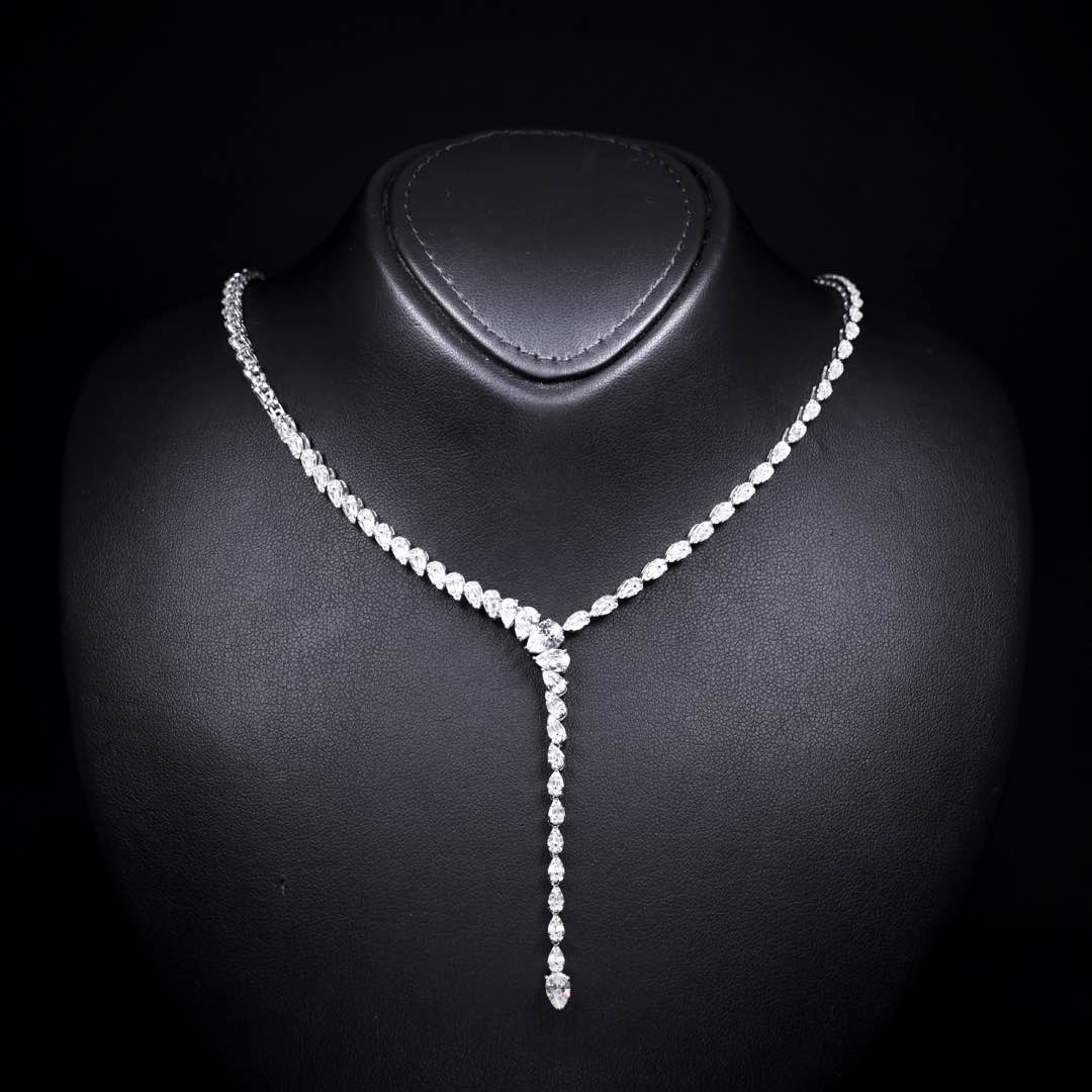 Omnia Khuloud White Bridal Full Set in 925 Silver High Quality Simulated Diamonds (6cm Only Available in KSA) - OMNIASTORES KSA