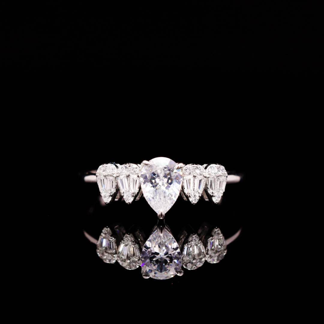 Omnia Khuloud White Bridal Full Set in 925 Silver High Quality Simulated Diamonds (6cm Only Available in KSA) - OMNIASTORES KSA