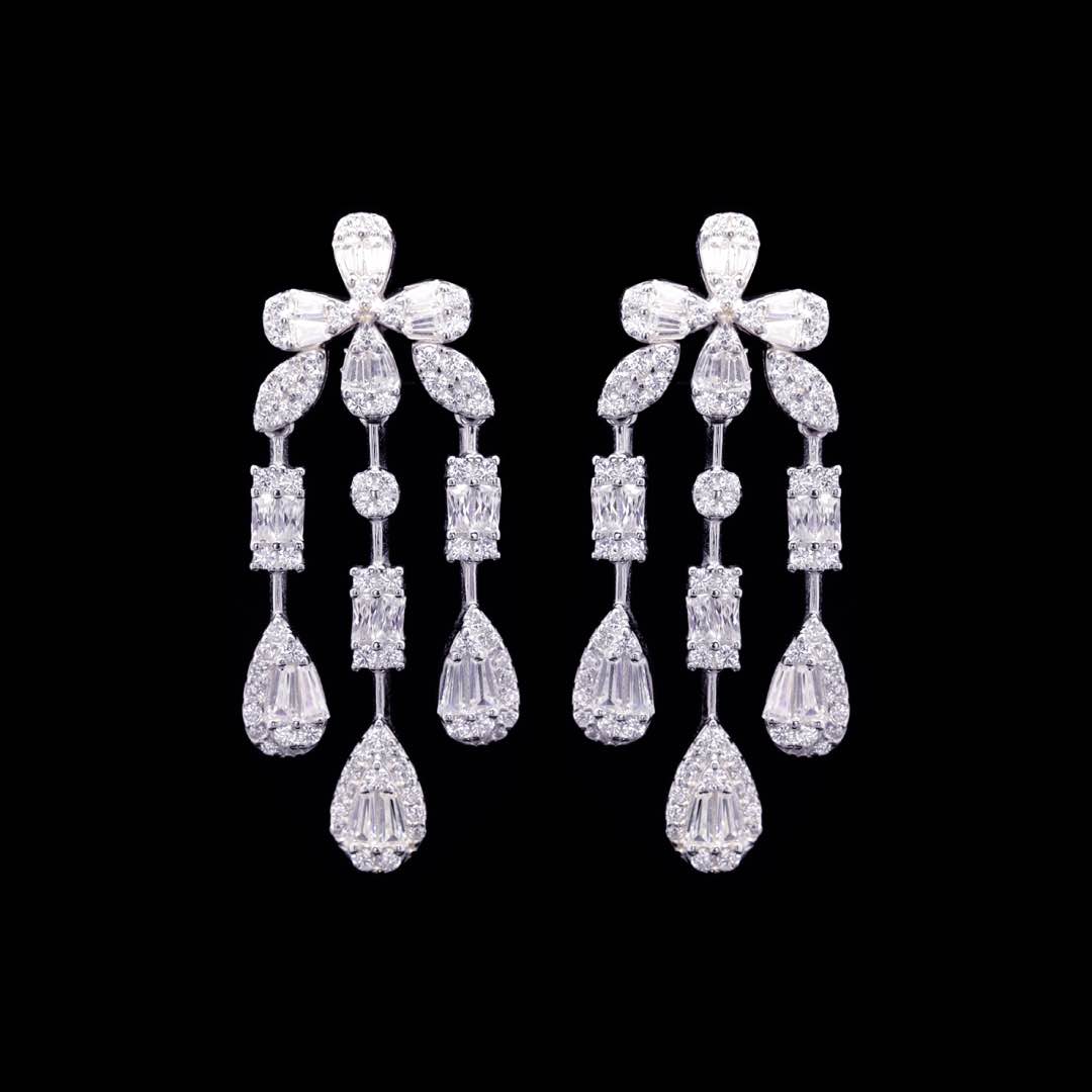 Omnia Fawziya White Bridal Full Set in 925 Silver High Quality Simulated Diamonds - OMNIASTORES KSA