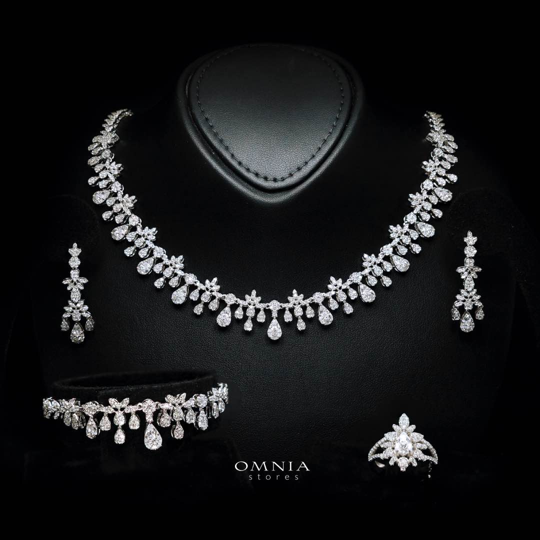 Bonnie White Bridal Full Set – Premium Rhodium Plated with High-Quality Zircon Stones - OMNIASTORES KSA