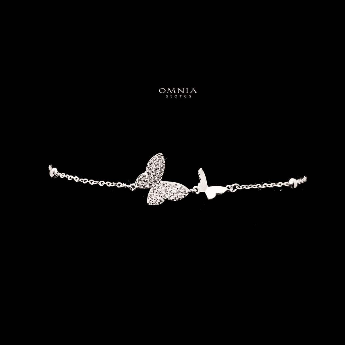 Omnia Aurora Double Butterfly Bracelet in High Quality 925 Silver and Iced Cut Stone - OMNIASTORES UAE