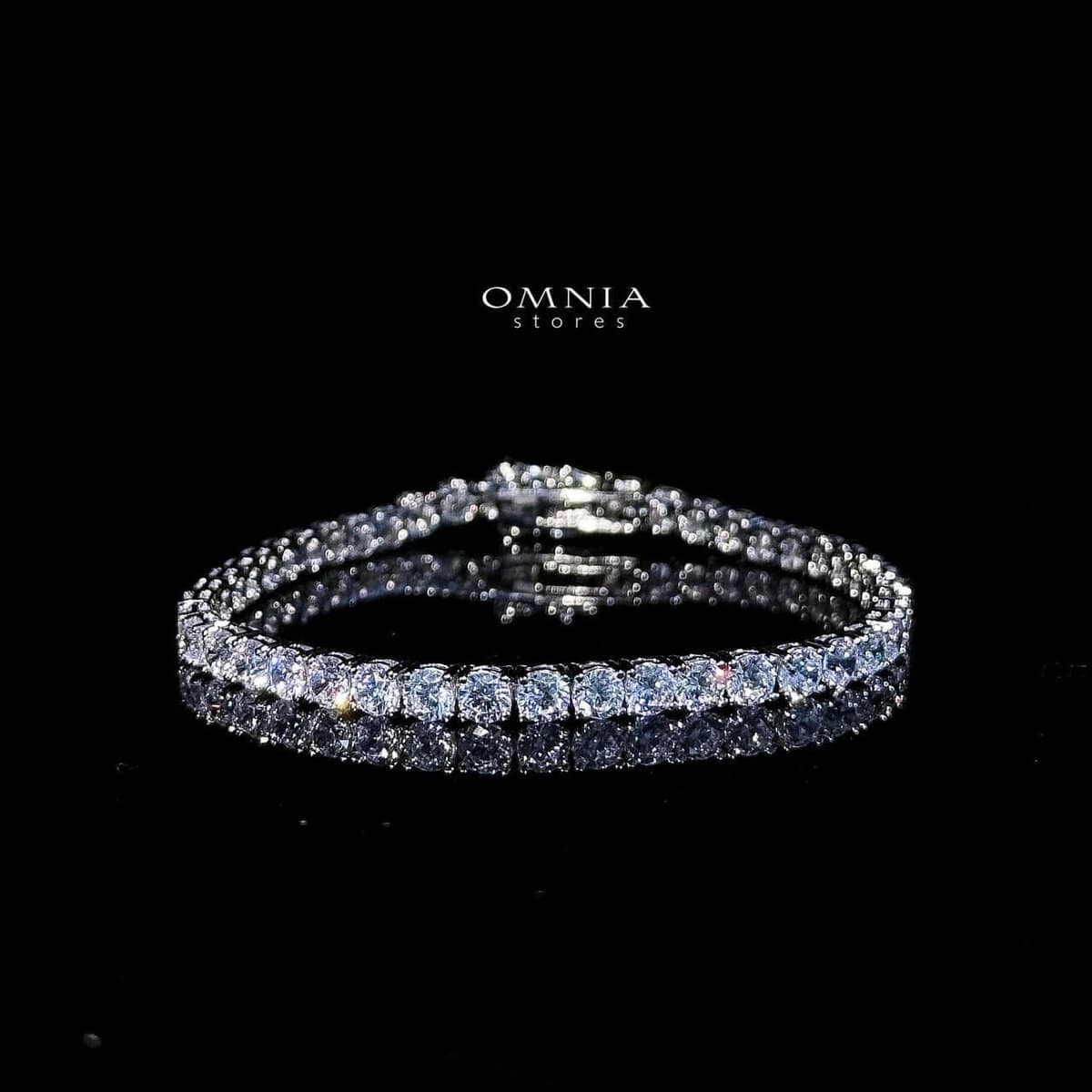 Omnia Imani White Tennis Bracelet in 925 Silver with Radiant-Cut 4mm Stones and High-Quality Simulated Diamonds - OMNIASTORES UAE