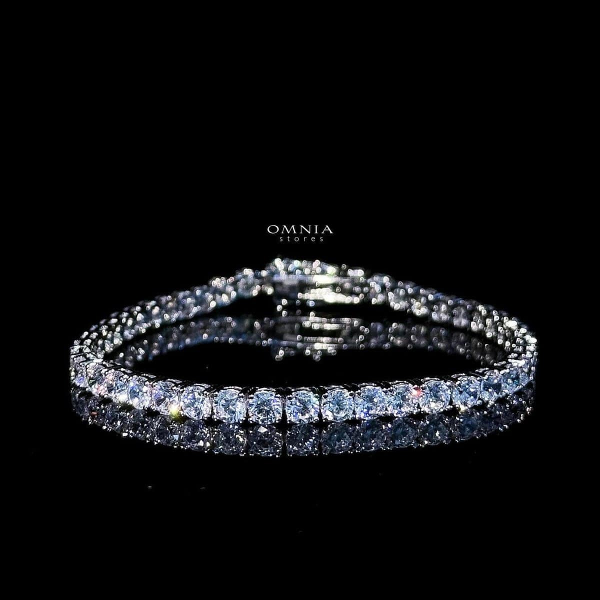 Omnia Imani White Tennis Bracelet in 925 Silver with Radiant-Cut 4mm Stones and High-Quality Simulated Diamonds - OMNIASTORES UAE