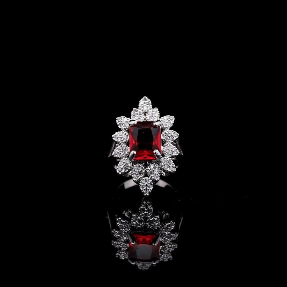 Omnia Blair Red Bridal Full Set High Quality Simulated Diamonds - OMNIASTORES UAE