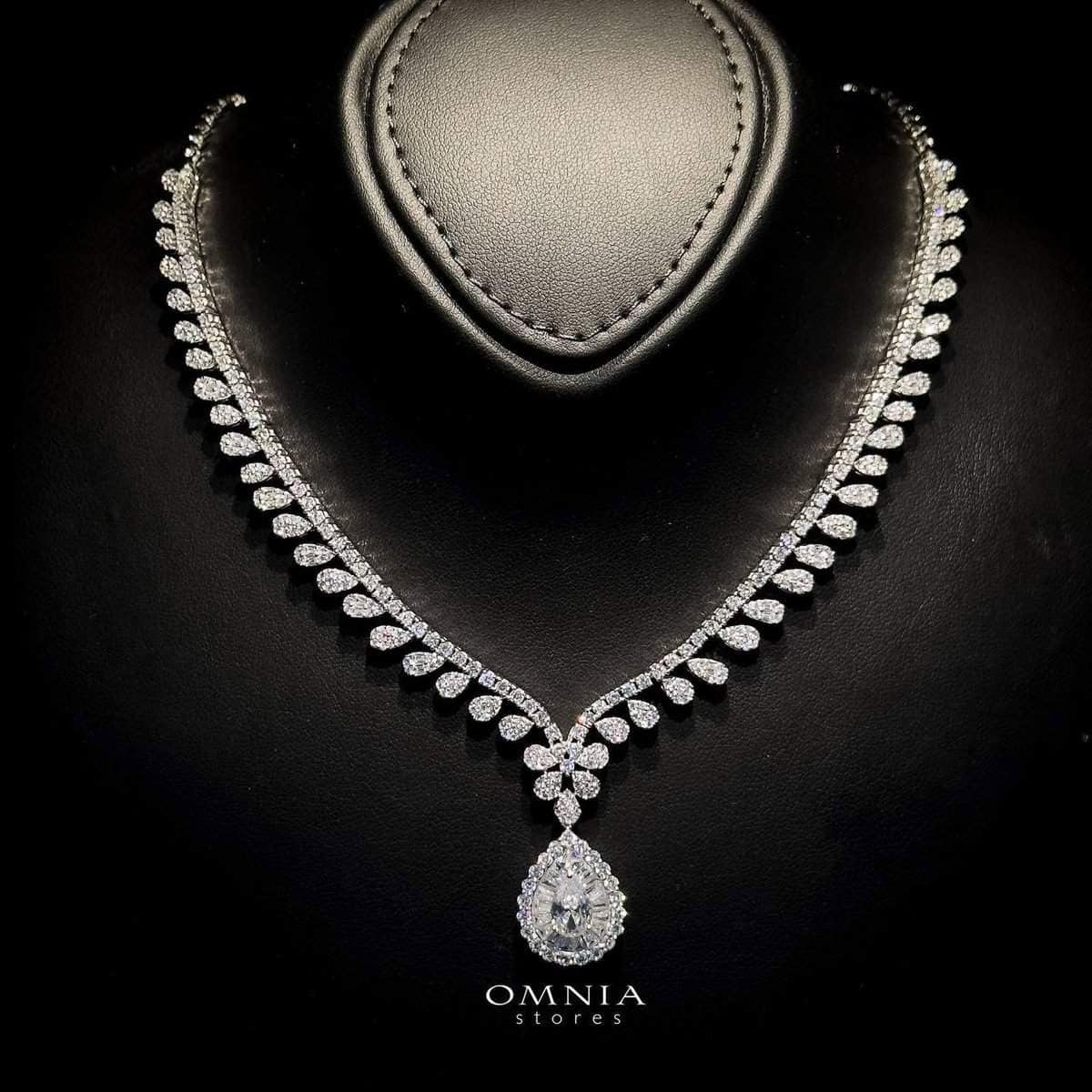 Omnia Sophia Teardrop Bridal Full Set in 92.5 Silver with High Quality Simulated Diamonds - OMNIASTORES UAE