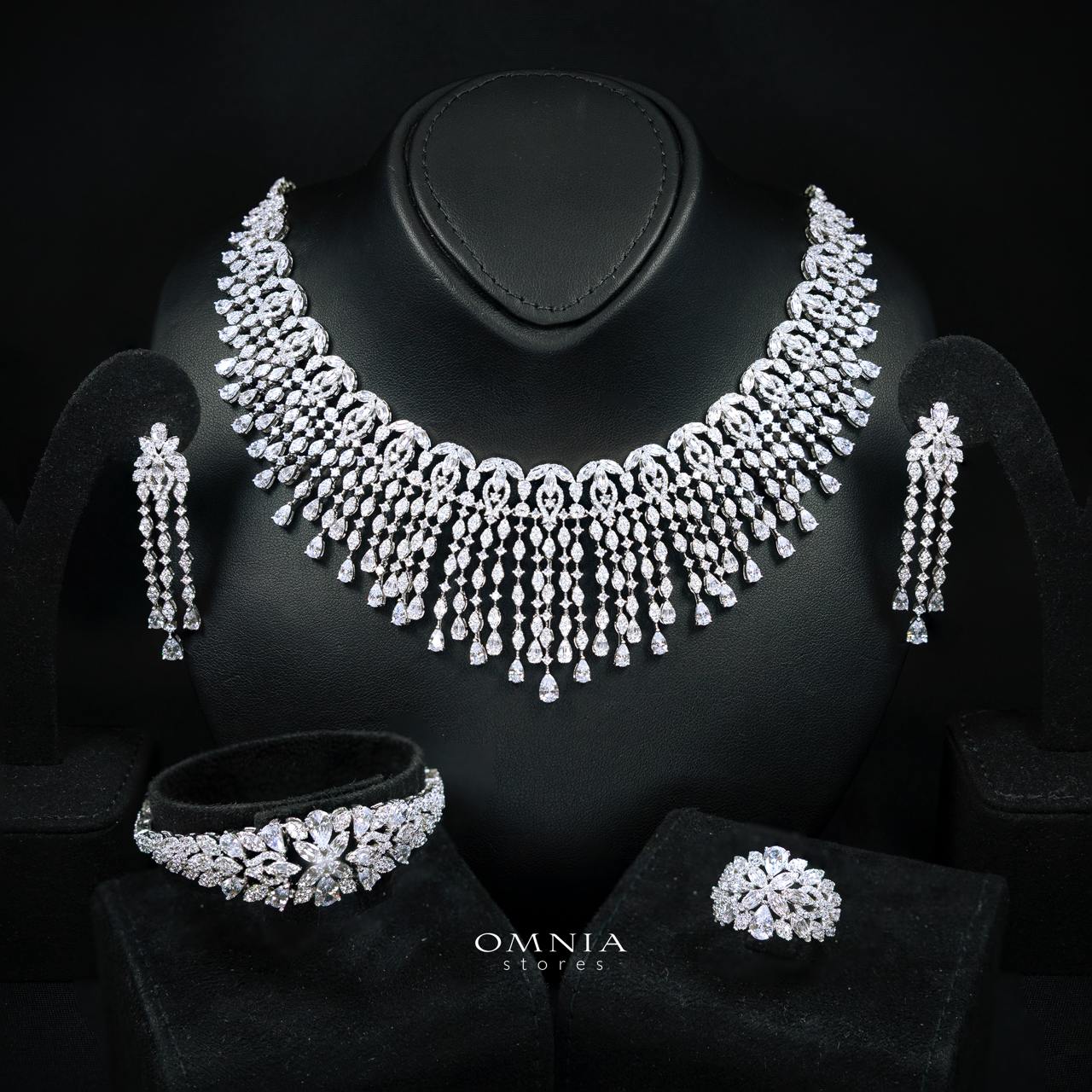 Cheryle White Bridal Full Set – Premium Rhodium Plated with High-Quality Zircon Stones