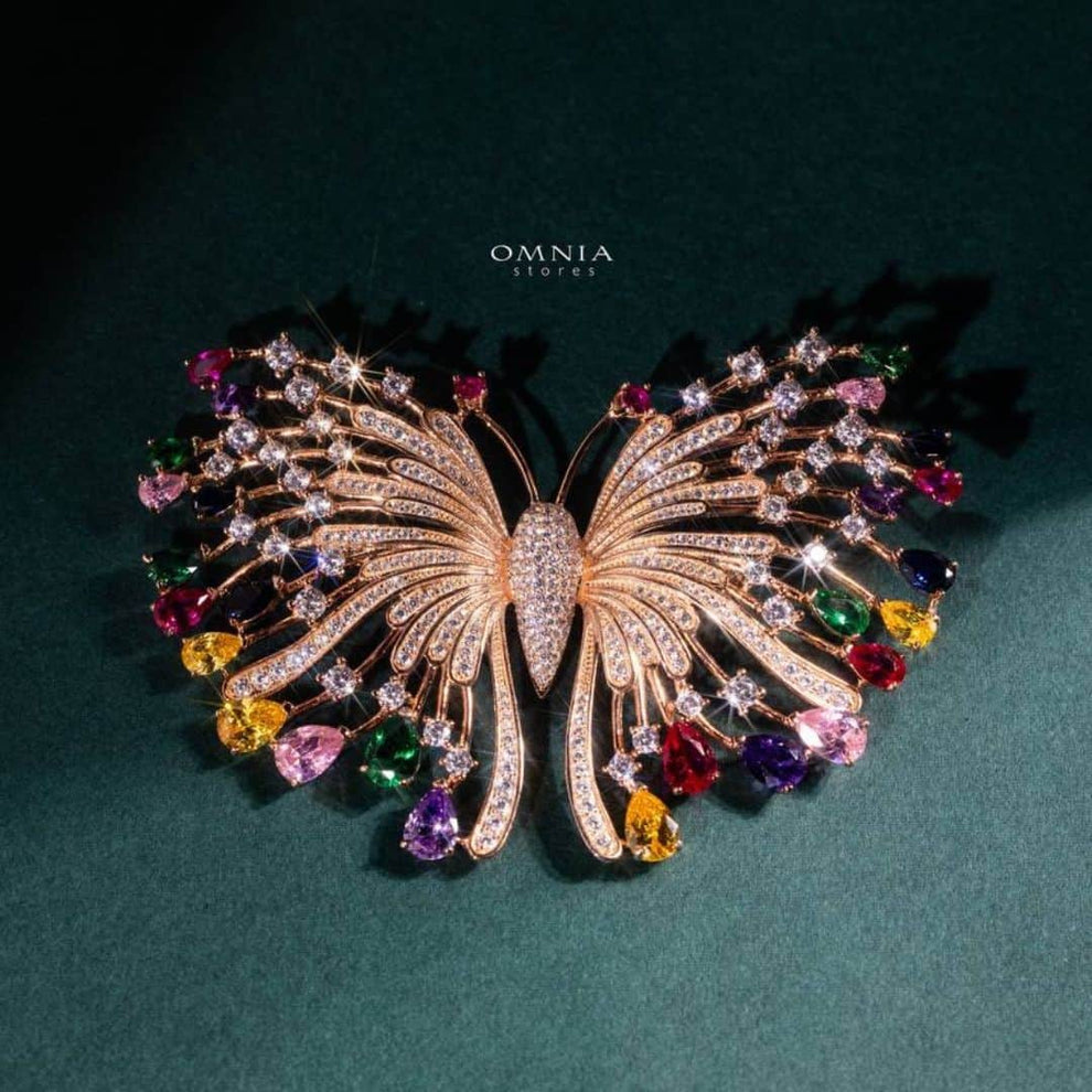 Omnia Everly Butterfly brooch in 92.5 Silver In High Quality Simulated diamonds