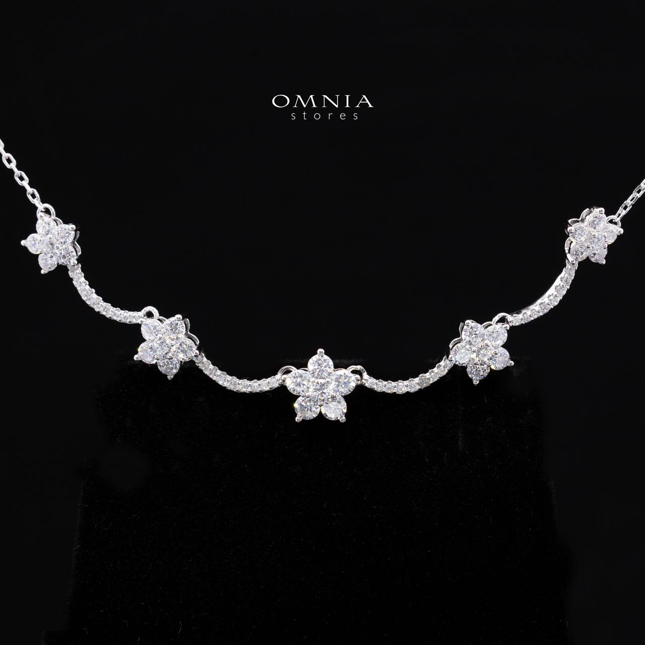 Averlyn Floral Cluster Necklace and Earrings Set in 925 Sterling Silver with Premium Simulated Diamonds - OMNIASTORES KSA