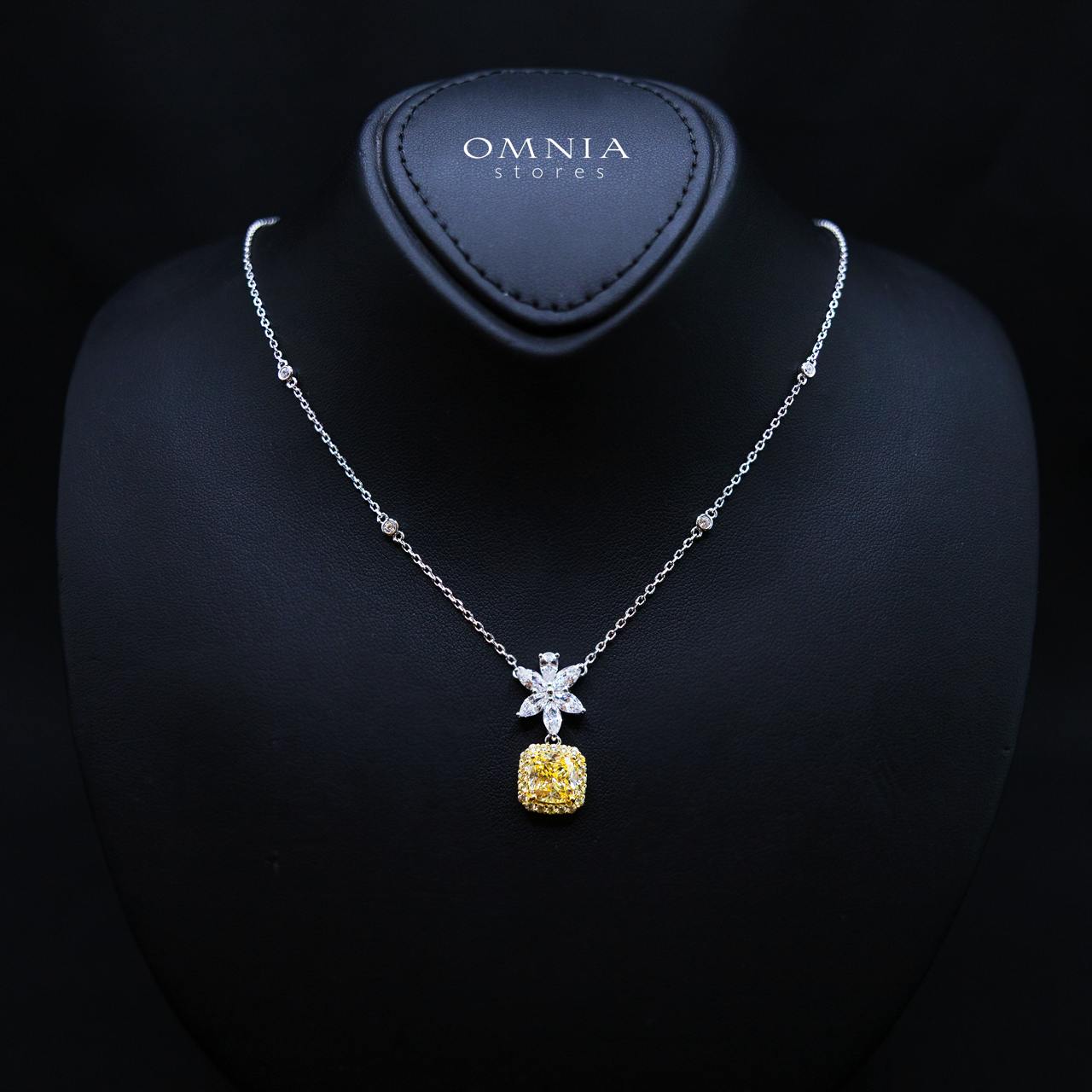Daleyza Yellow Necklace in 925 Sterling Silver with High-Quality Simulated Diamond Stone