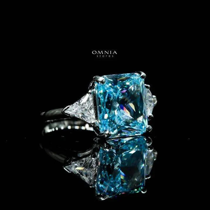 Omnia Adelina Sky Blue Ring 92.5 Silver High Quality Simulated diamonds - OMNIASTORES UAE