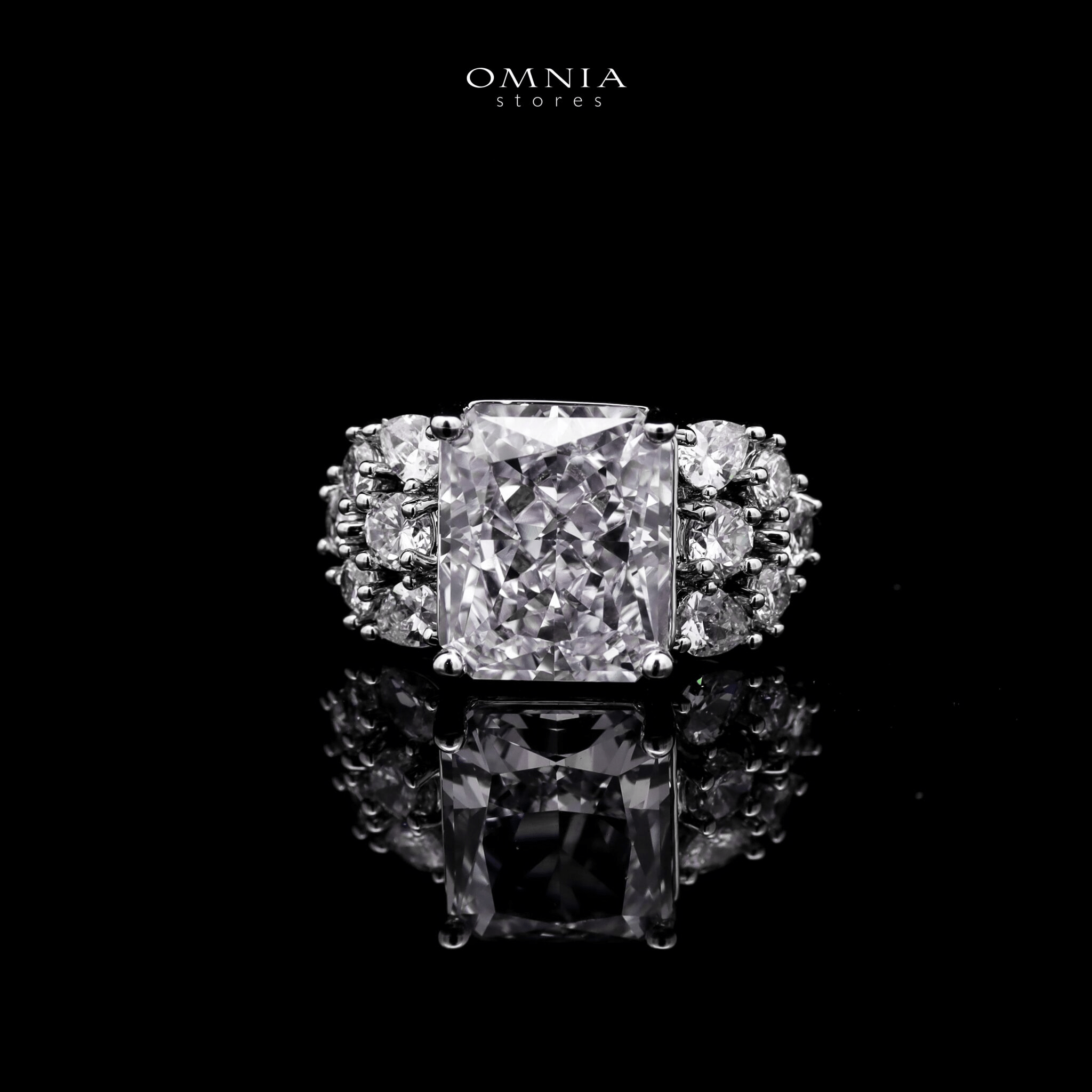 Omnia Charlotte Pure White Bridal Full Set with Emerald and Pear-Cut High-Quality Simulated Diamonds Rhodium Plated - OMNIASTORES UAE